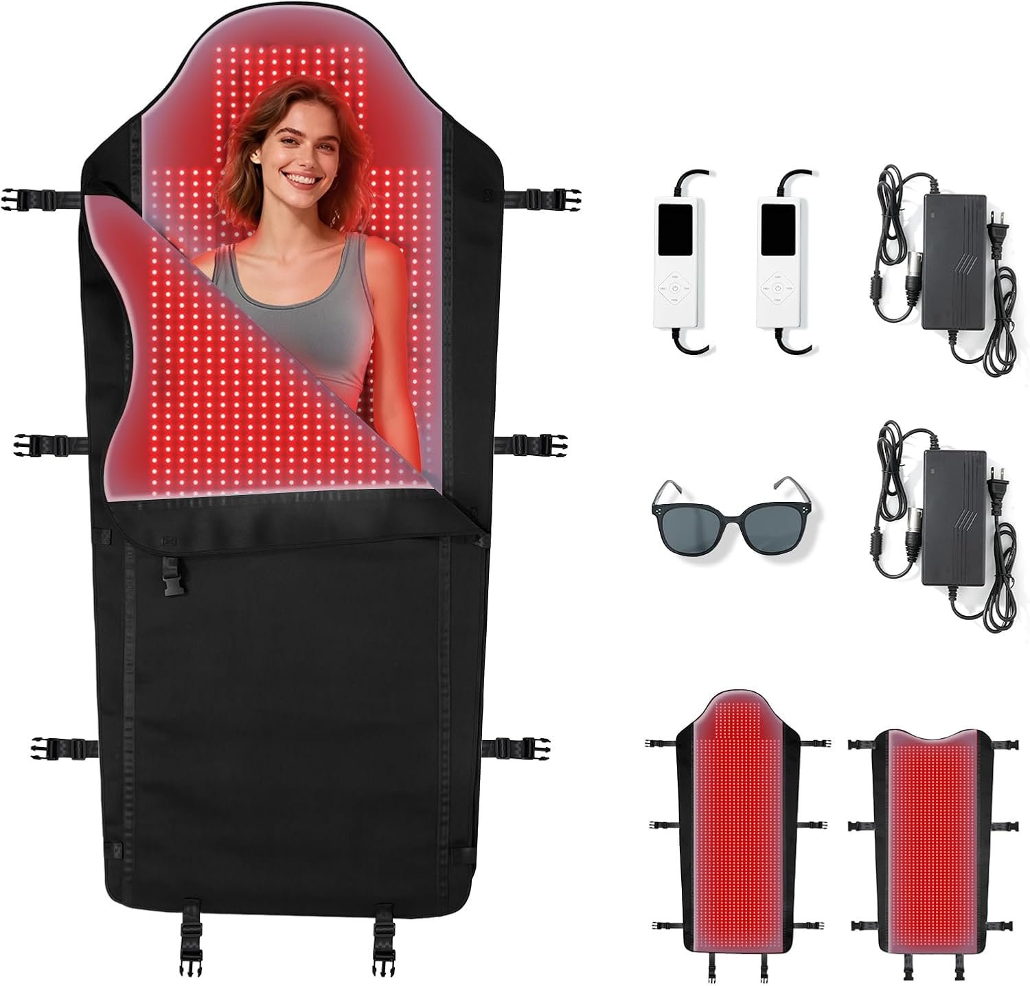 Red Light Therapy Mat for Full Body, Largest 2704LEDs Near Infrared Light Therapy Pad, 660nm& 850nm 2in1 LEDs Light Blanket, High end Leather, 5 Power Levels UP to 288W, 73″x36″