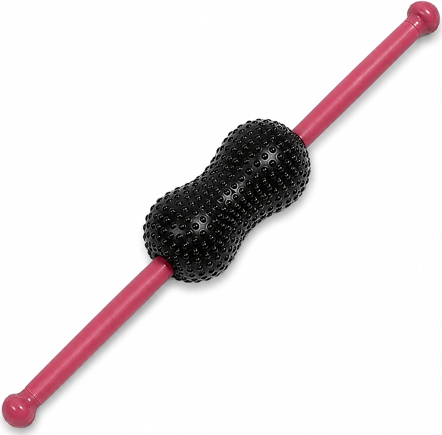 Roller Cane Massager | 2-in-1 Massage Roller Stick & Trigger Point Cane | Rubber Ball for Deep Tissue, Myofascial Release & Muscle Recovery (Red)