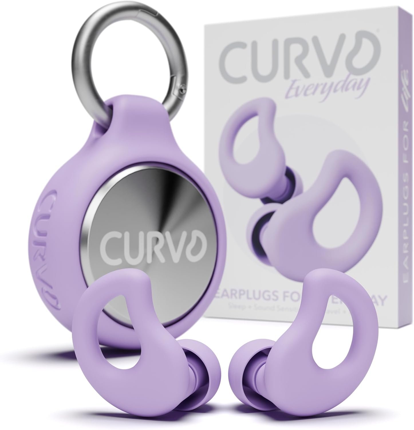 CURVD Ear Plugs for Sleeping, Noise Blocking Earplugs, 28dB SNR (Purple)