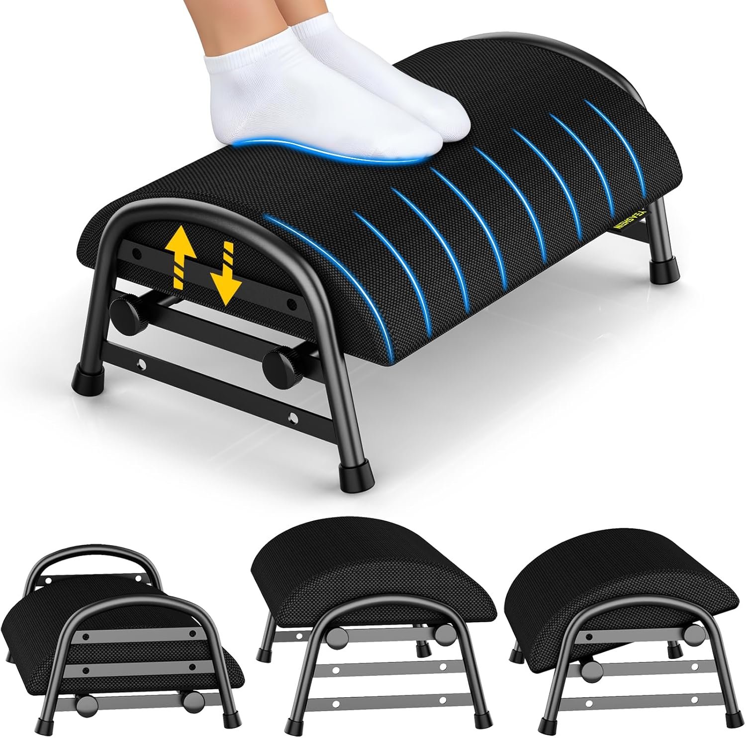 YEASHEIN Adjustable Foot Rest for Under Desk at Work, 6 Positions – Black