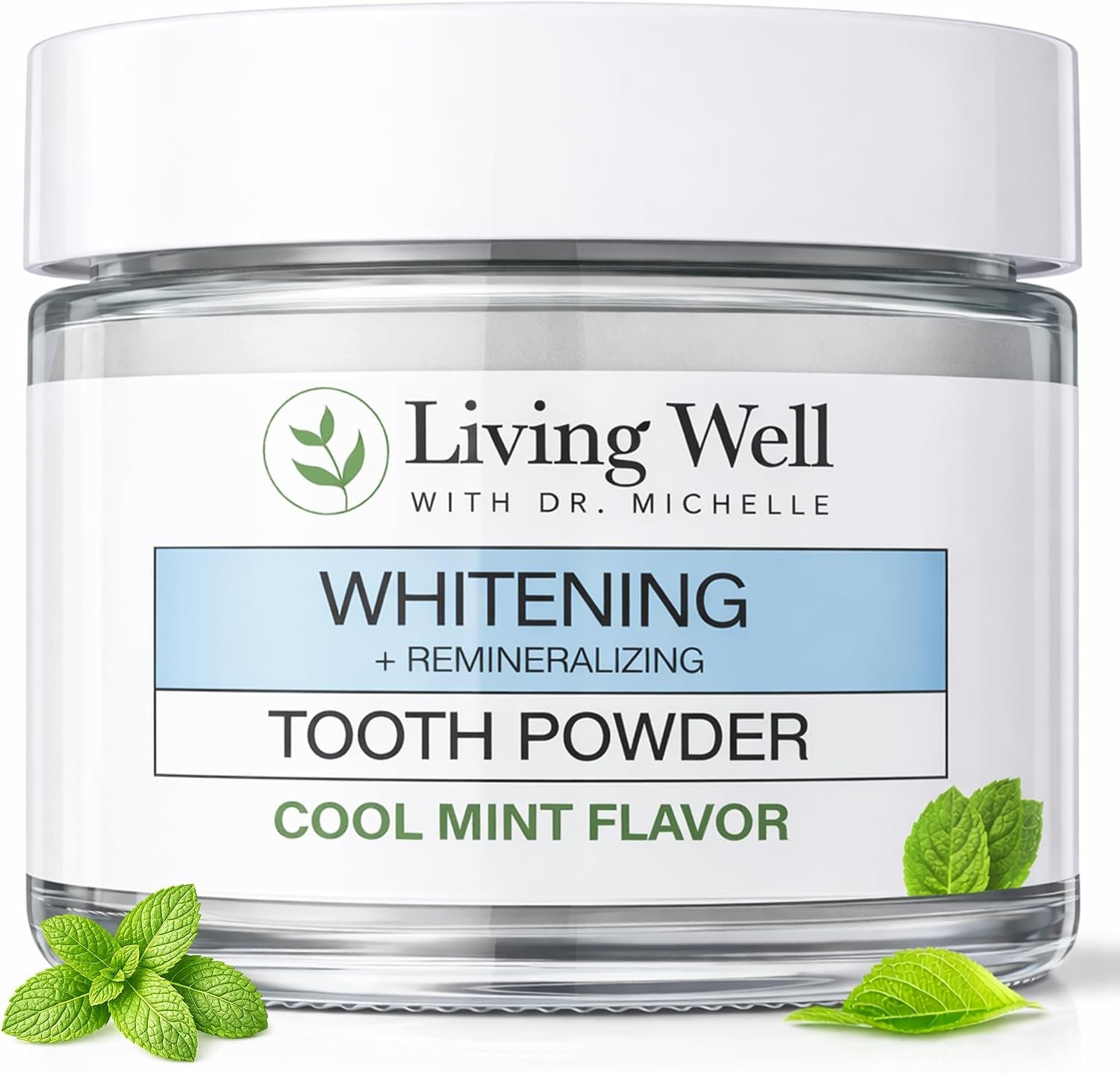 Living Well Dr. Michelle Remineralizing & Whitening Tooth Powder, Cool Mint