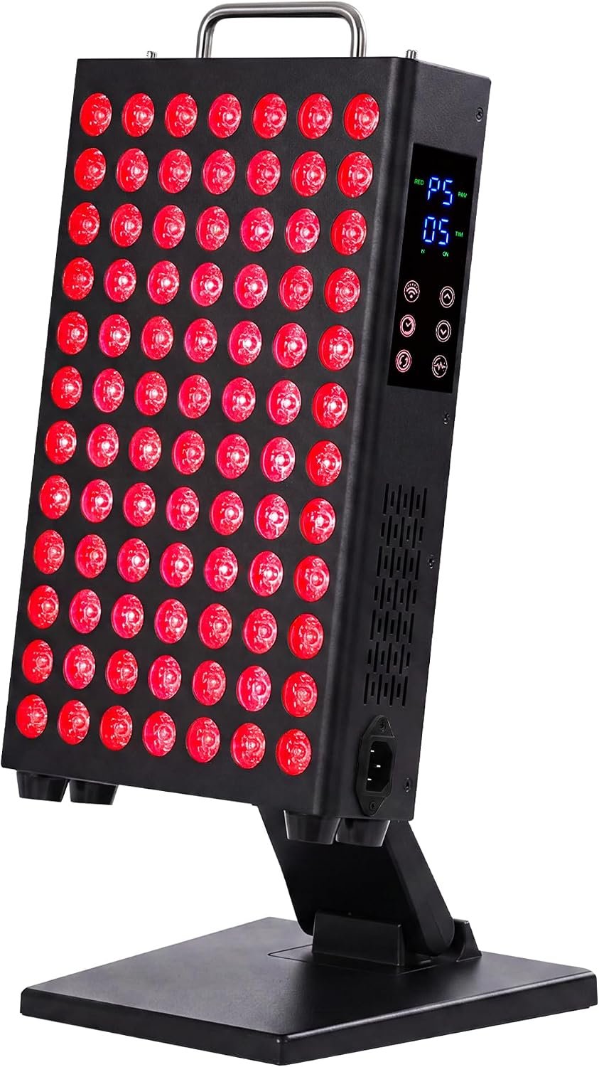 Red Light Therapy Panel for Face and Body, 6-Wavelength (660-1060nm) Infrared Red Light Therapy, 204 LED Chips, with Multi-Angle Stand