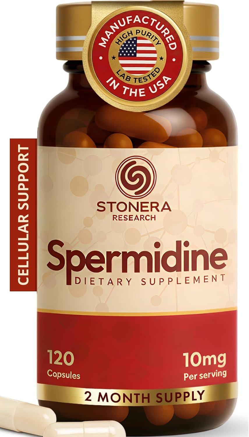 STONERA Spermidine Supplement, Cellular Renewal & Longevity Support – Optimized High Purity, 10mg per Serving, 120 Capsules Third-Party Tested