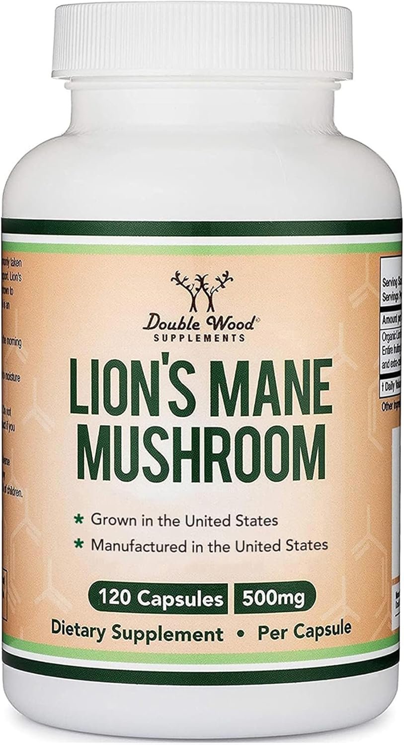 Organic Lion’s Mane Mushroom 1,000mg, Memory + Focus Support, 120 Capsules
