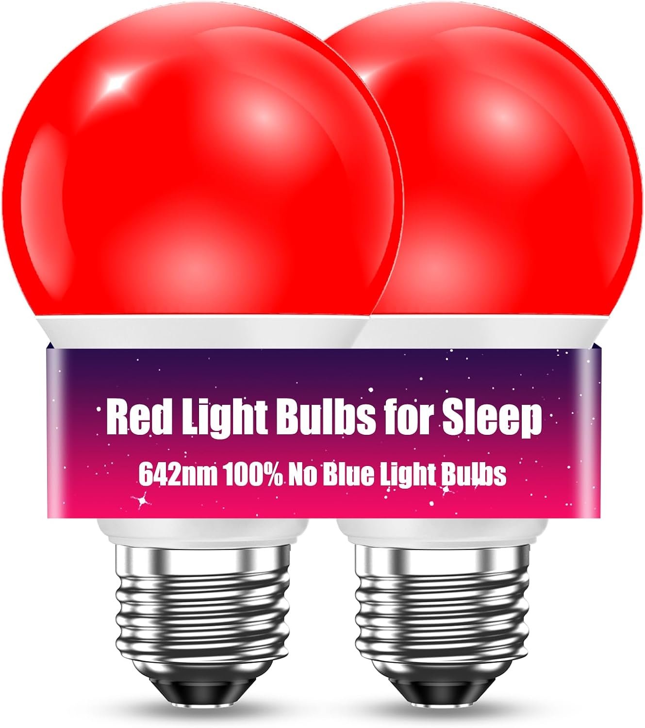 TJOY Red LED Light Bulbs for Sleep Dimmable, 60W Eq Bedroom Lamp, 2 Pack