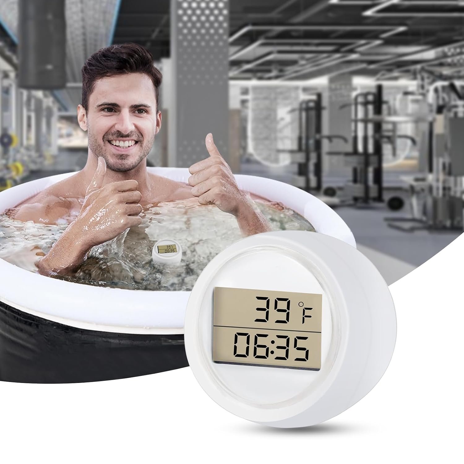 GFYYBKJ Ice Bath Thermometer Timer, Floating Thermometer for Ice Bath, Waterproof IP67, Cold Plunge Thermometer & Timer, Ice Bath Cold Plunge Accessories, Digital Display with Light.