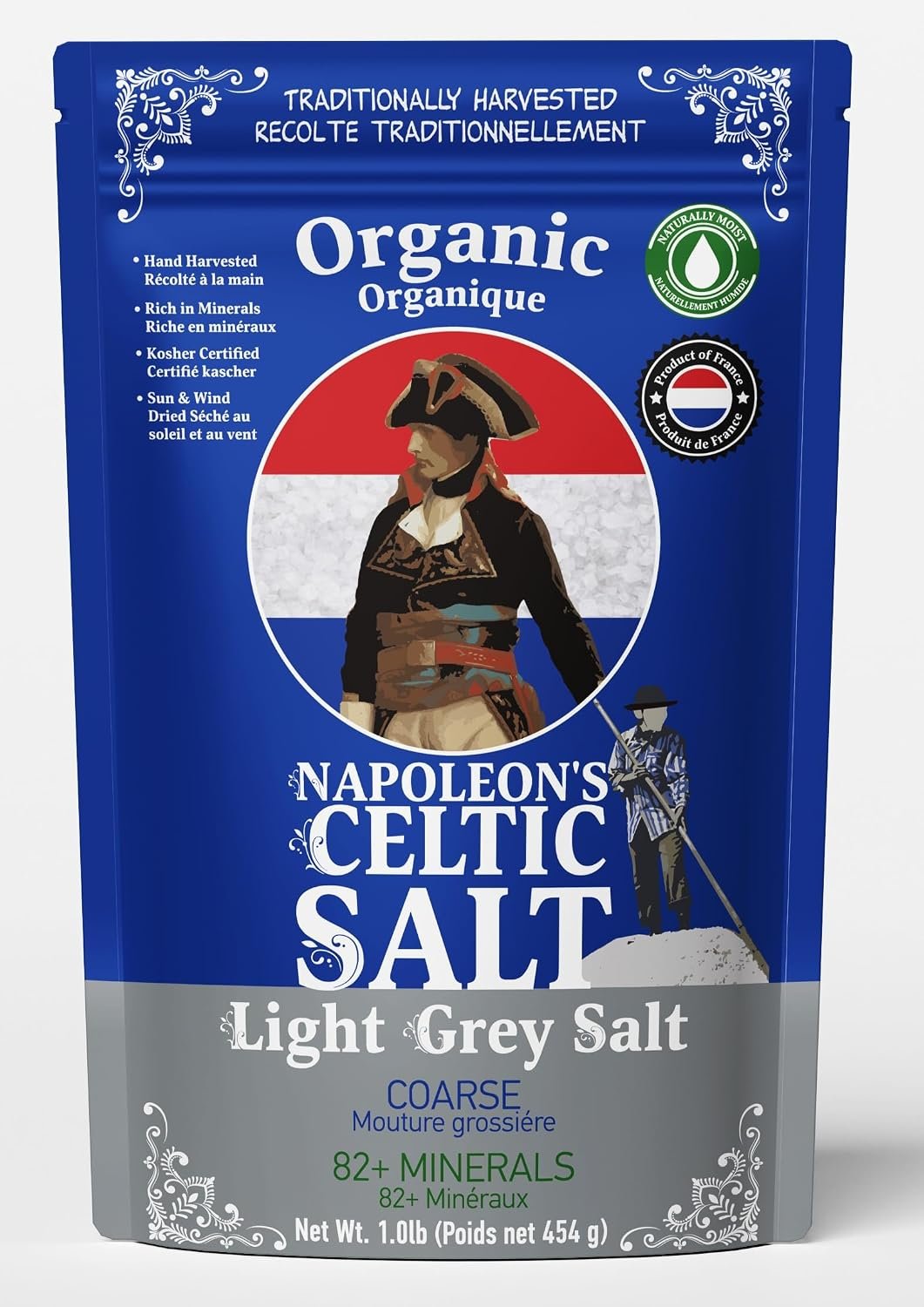 Napoleon’s Celtic Salt, Organic Coarse Sea Salt, 82 Minerals, French 1.0lb
