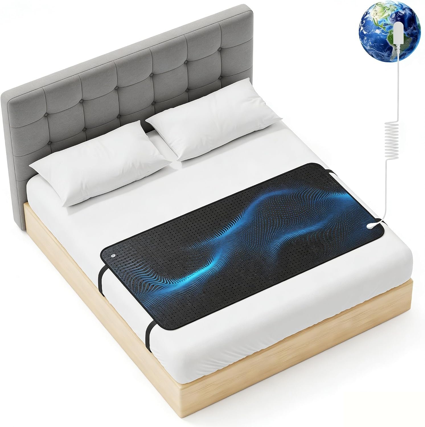 Grounding Mat for Bed, Grounding Mattress Pad Queen Size, 15ft Cord