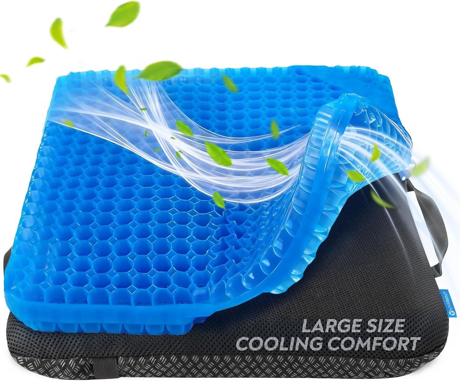 Gel Seat Cushion for Long Sitting – Large, Cooling Gel Cushion for Office Chair, Tailbone Sciatica Coccyx Pain Pressure Relief Orthopedic Seat Cushion, Double Handles Non Slip Cover for Car Wheelchair