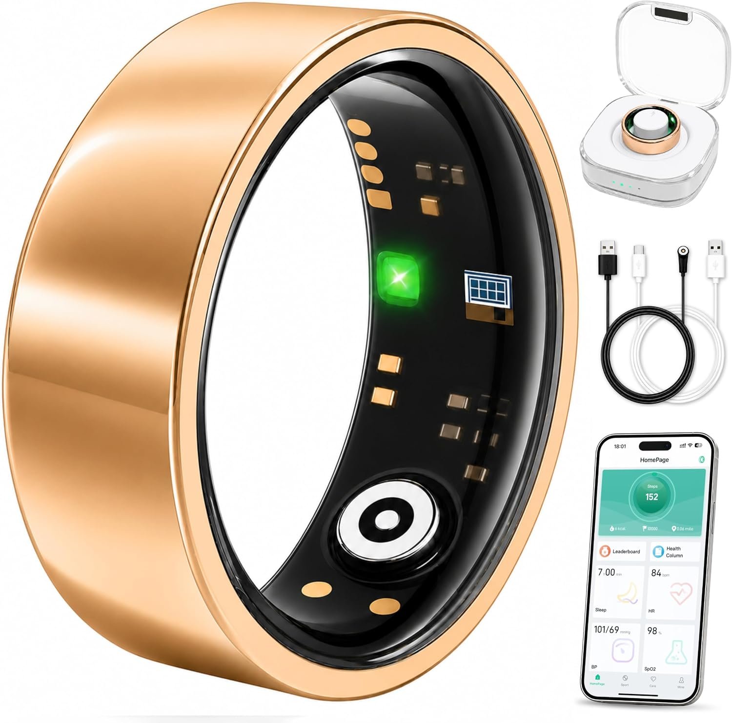 Smart Ring for Women & Men, Sleep & Fitness Tracker (Rose Gold, 9)