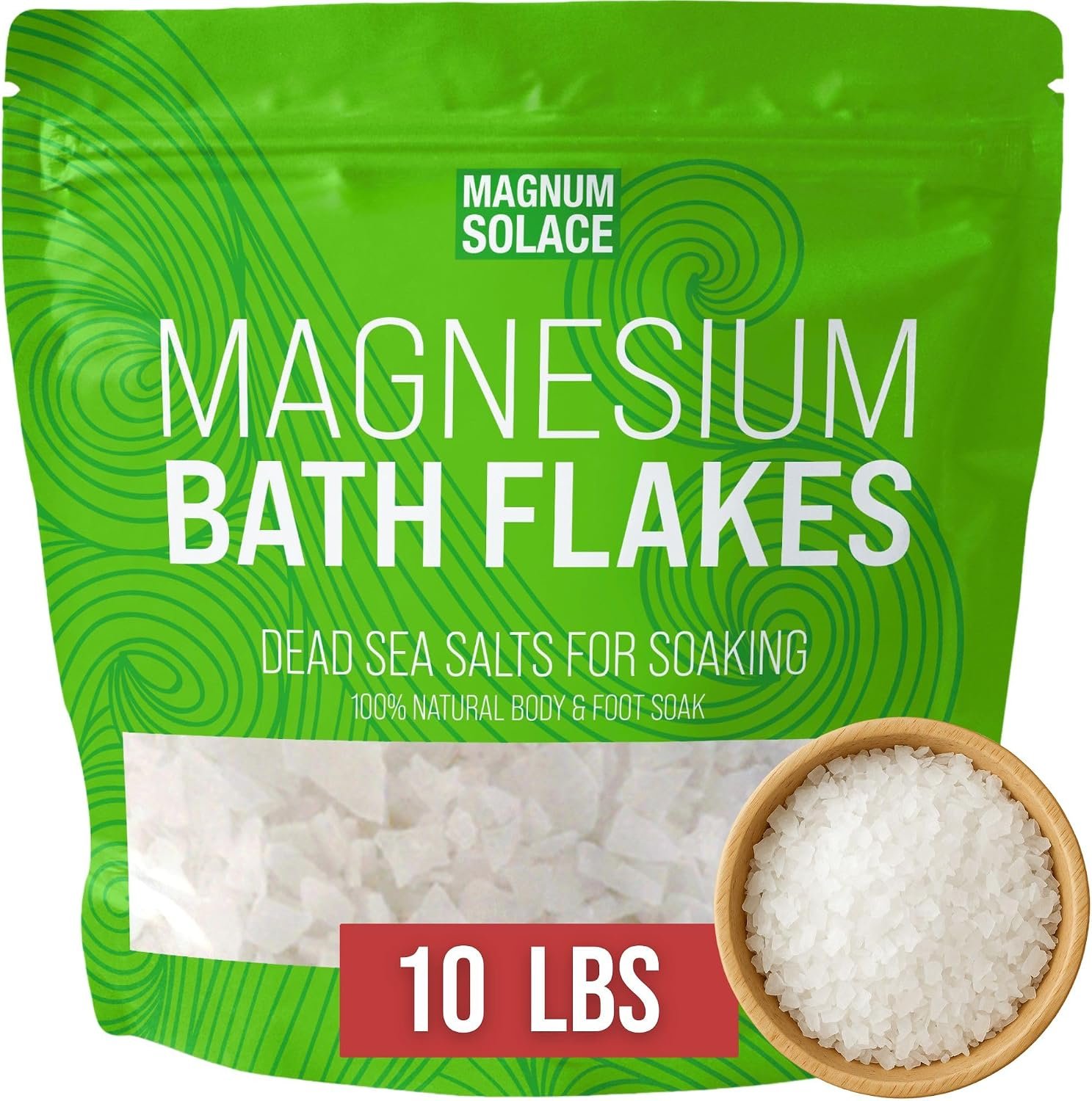 Magnesium Flakes for Bath – Magnesium Chloride Flakes – Dead Sea Salts for Soaking, 10 LBS