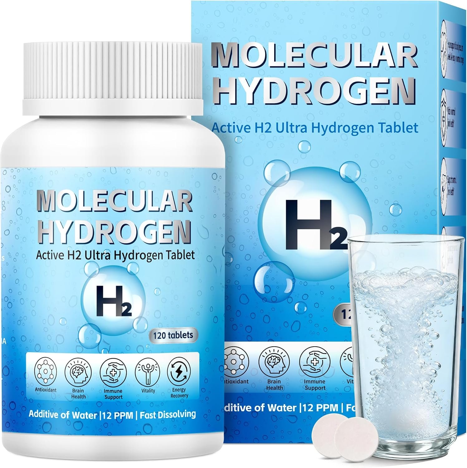 Hydrogen Water Tablets with Magnesium – 12 PPM H2 Molecular Hydrogen Tablet