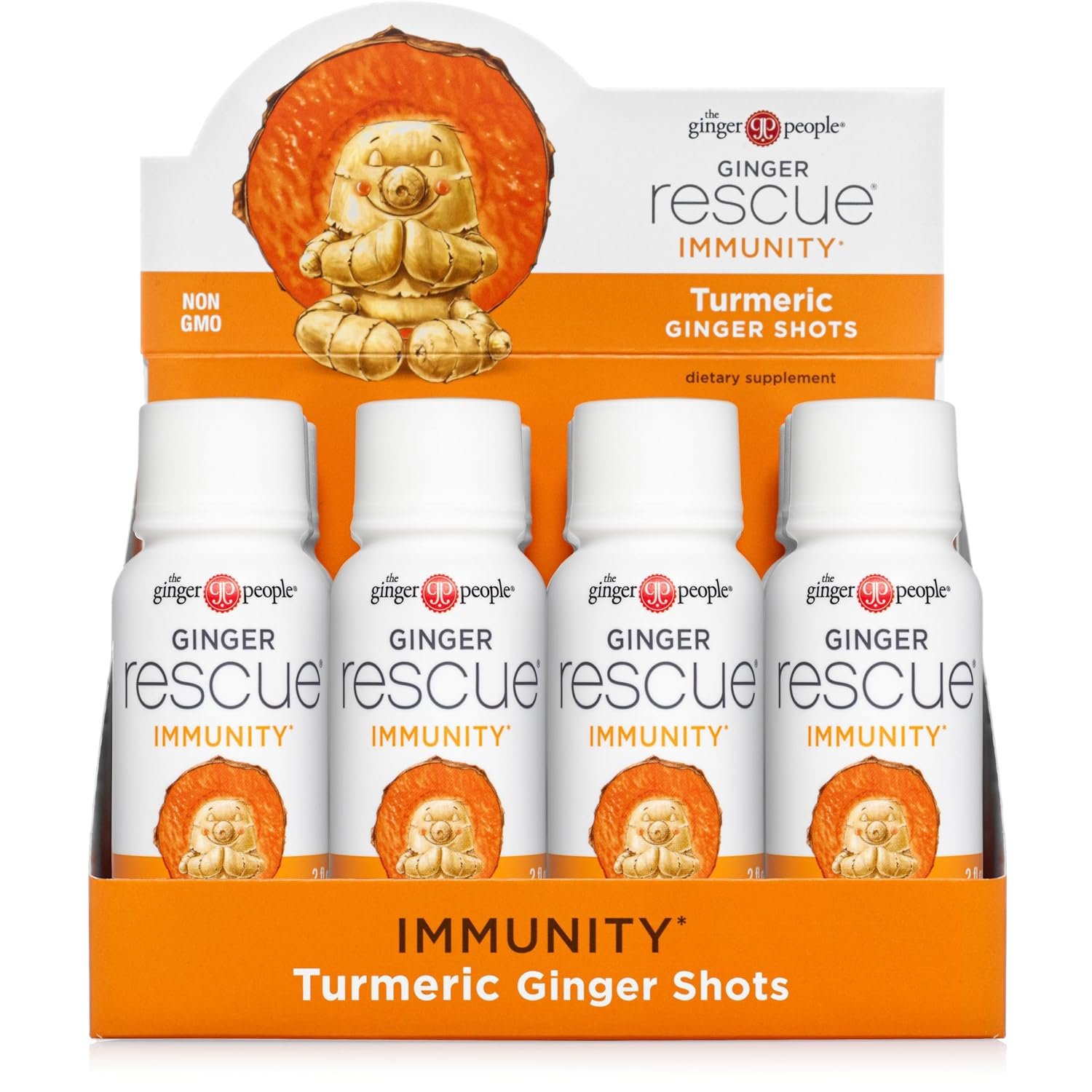 Ginger Rescue Shots by The Ginger People – Immunity Boosting, Caffeine Free Energy, Digestive Heath, Turmeric Flavor, 2 Fl Oz (Pack of 12)