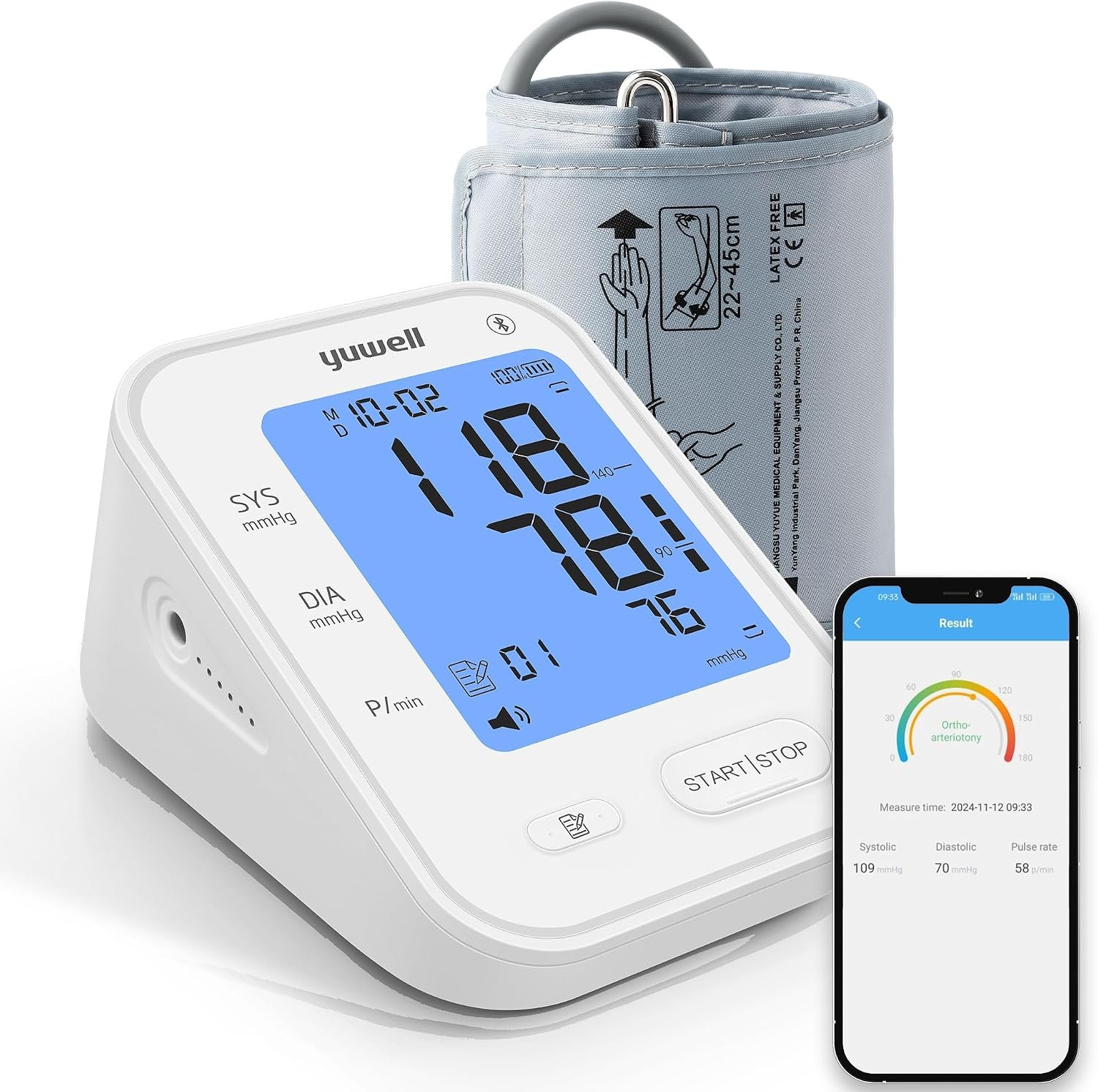 yuwell Bluetooth Blood Pressure Monitor, Extra Large Cuff for Home Use
