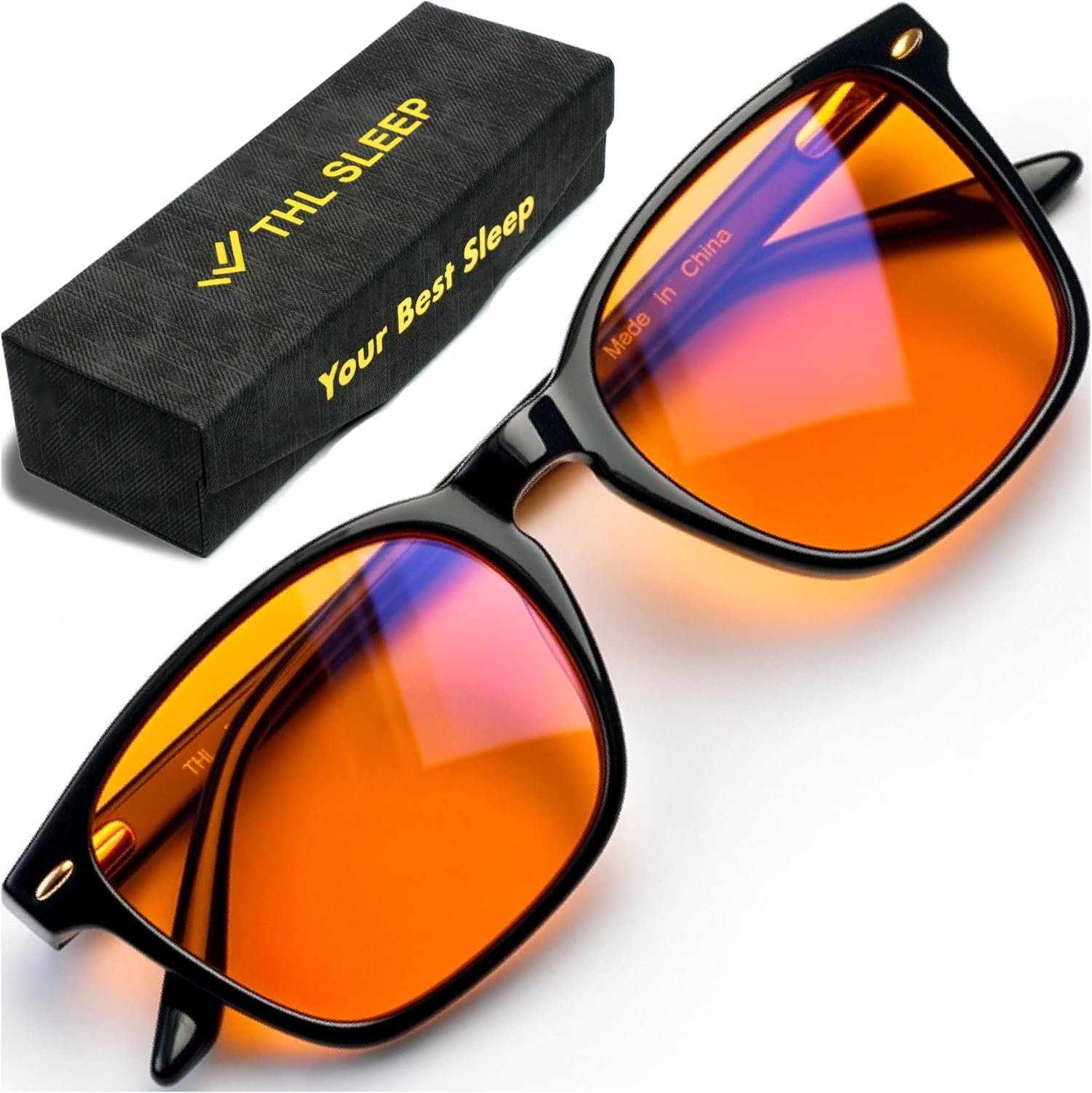 Orange Blue Light Blocking Glasses for Better Sleep – 97% Premium Acetate Amber Orange Computer Migraine Glasses for Women & Men – Amber fl 41 TV Gaming Blue Light Blockers for Eye Strain & Fatigue