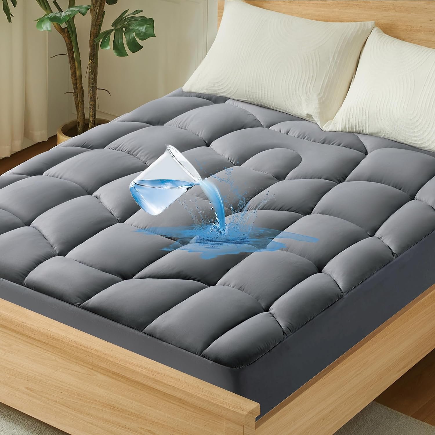 Unikome Waterproof Quenn Mattress Pad, Soft Breathable Bed Cover, Noiseless