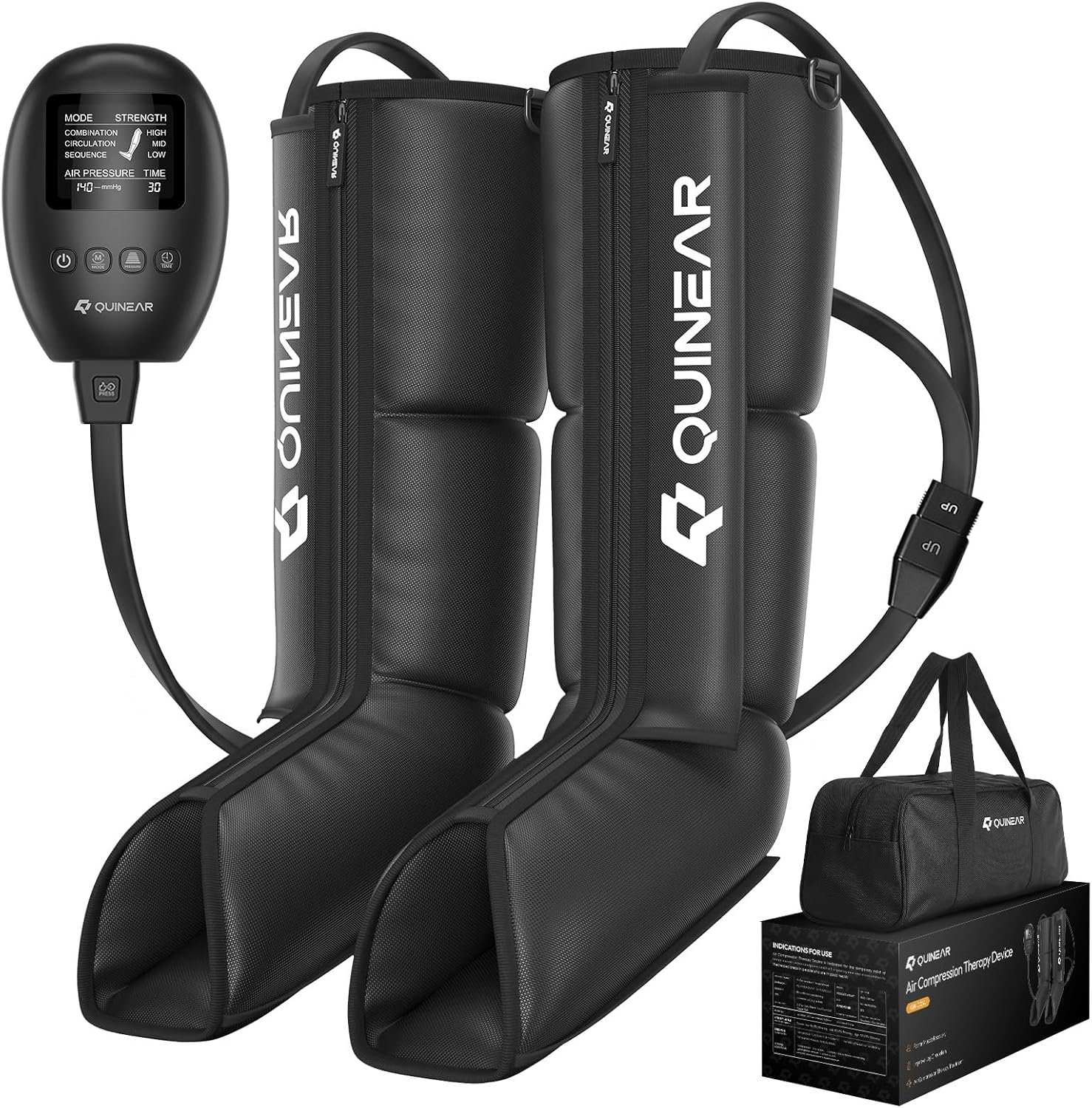 QUINEAR Leg Recovery System for Athletes, Air Compression Recovery Boots Massager for Circulation and Pain Relief – 9 Intensities 60-140 mmHg – FSA-HSA Eligible