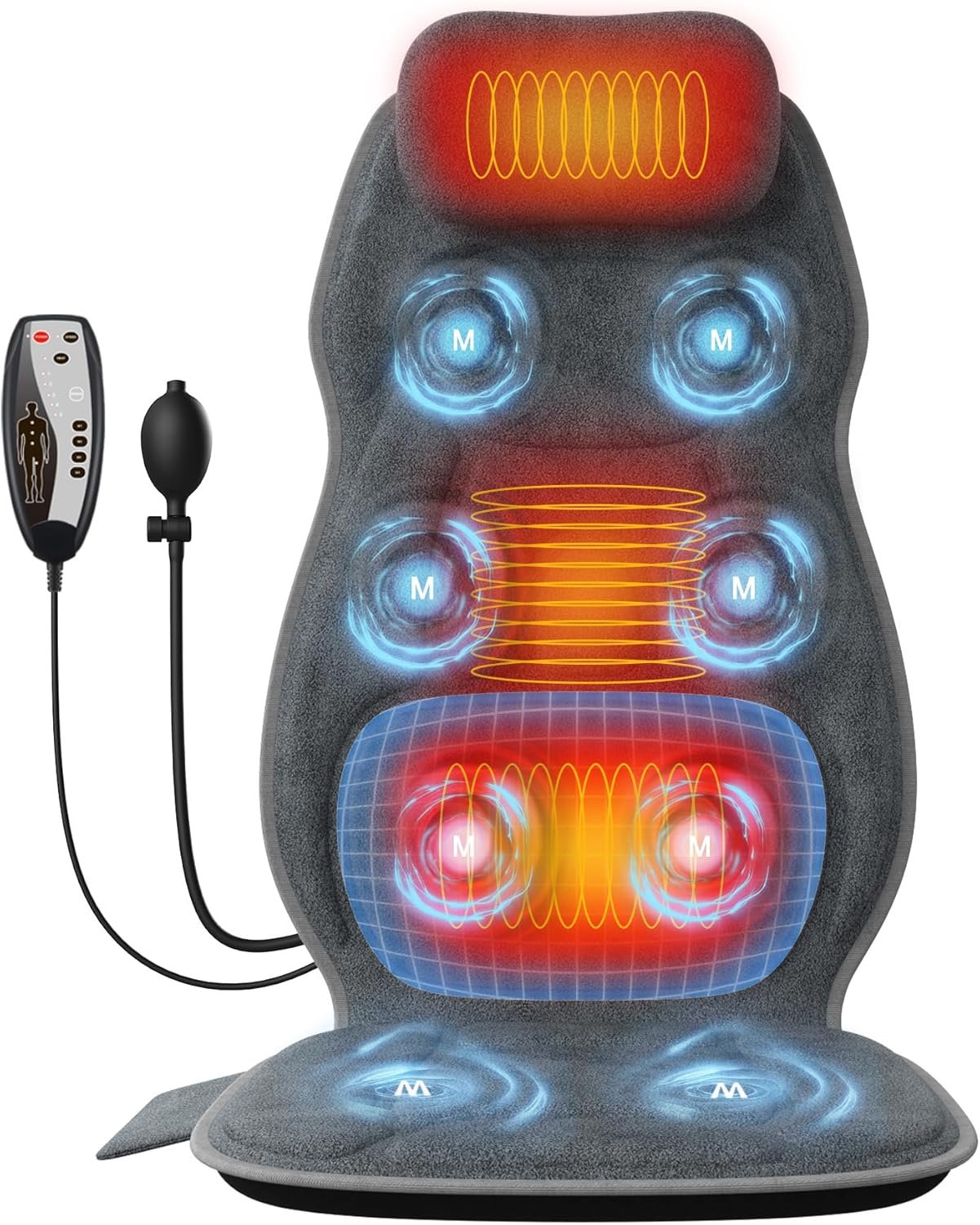 Back Massager With Heat, Lumbar Traction Seat Cushion For Home Office