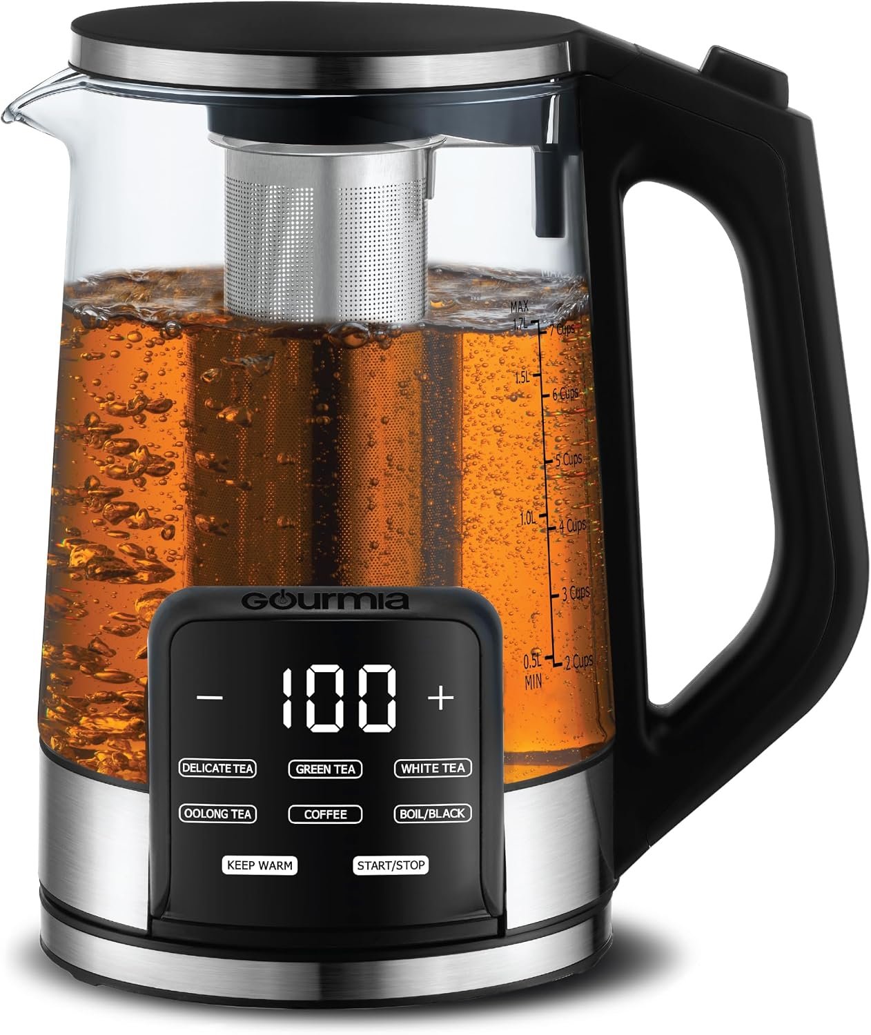Gourmia Electric Glass Kettle – 1.7L Capacity, Digital Display, Black