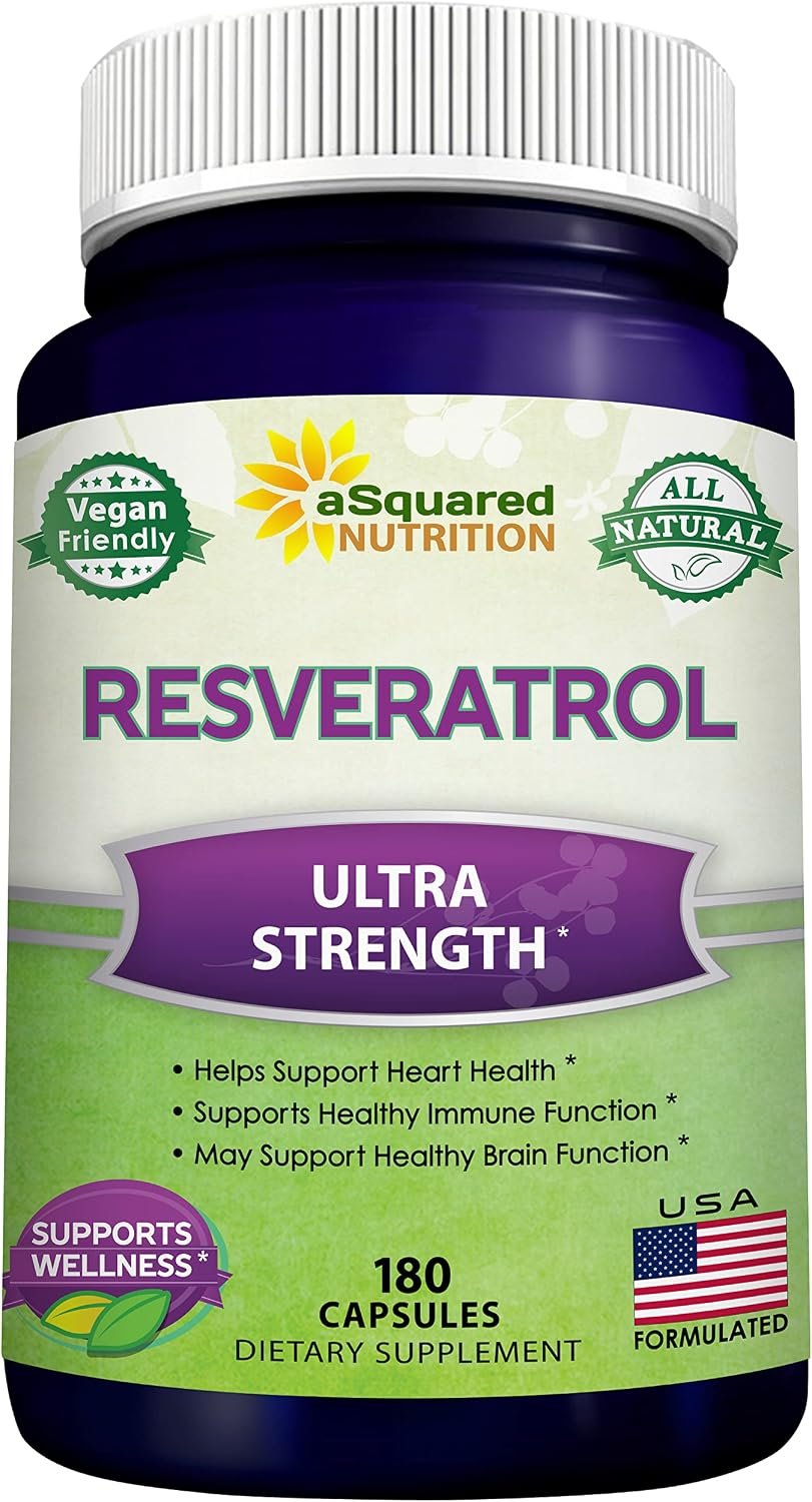 100% Natural Resveratrol Supplement – 1000mg Per Serving – 180 Capsules