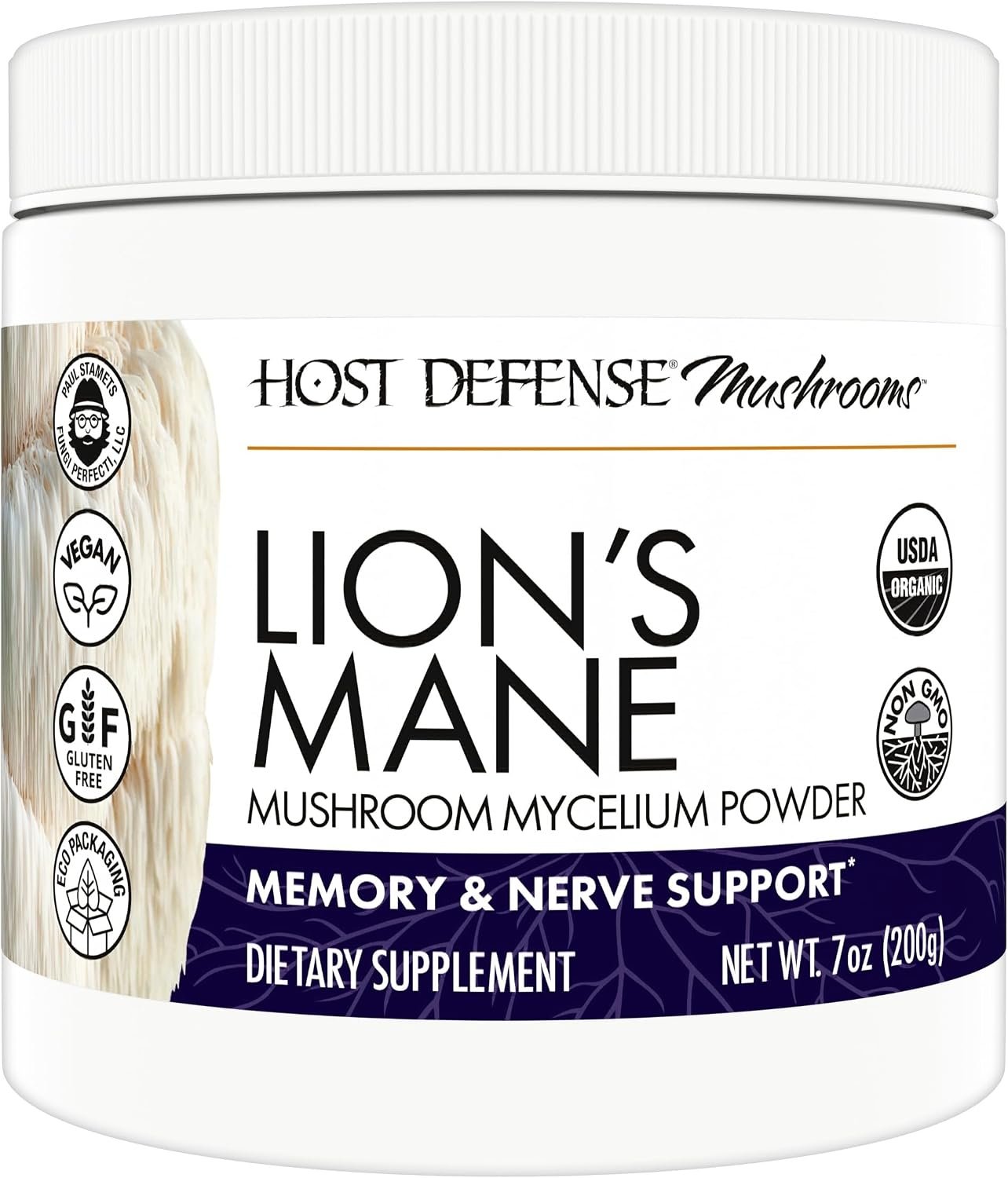 Host Defense Lion’s Mane Powder, Brain Health, 7 oz