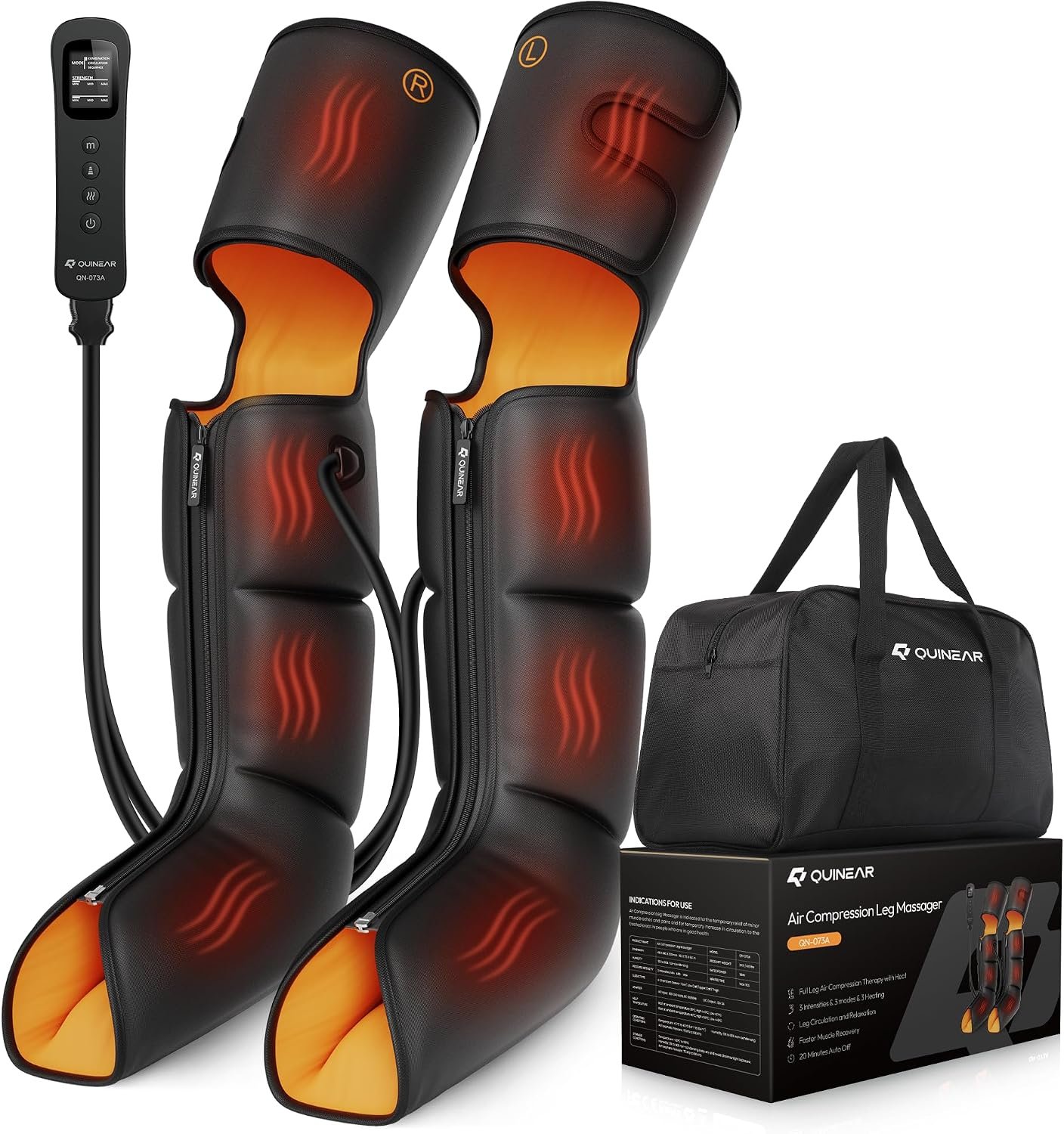 QUINEAR 3-in-1 Leg Compressin Massager with Heat for Pain Relief FSA-HSA