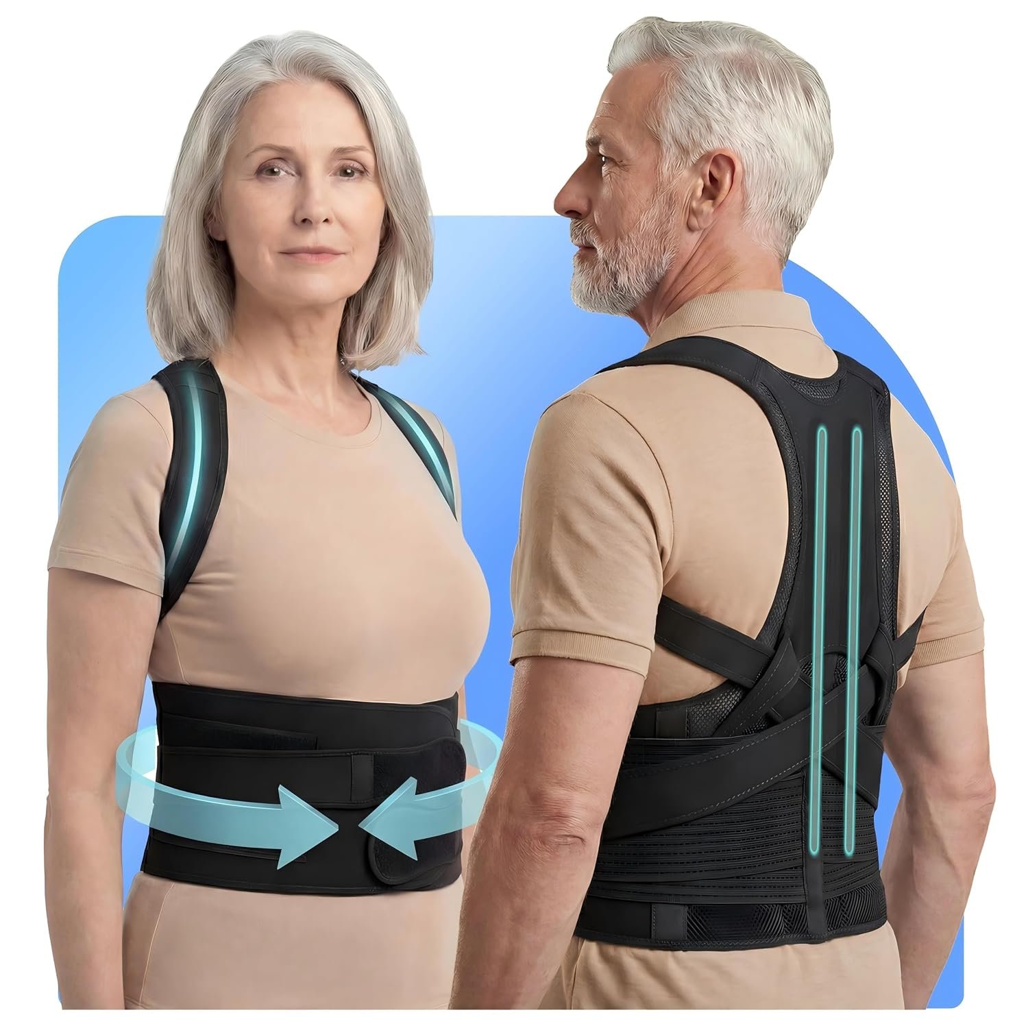 Posture Corrector for Men/Women, Full Back Brace, Lumbar Support