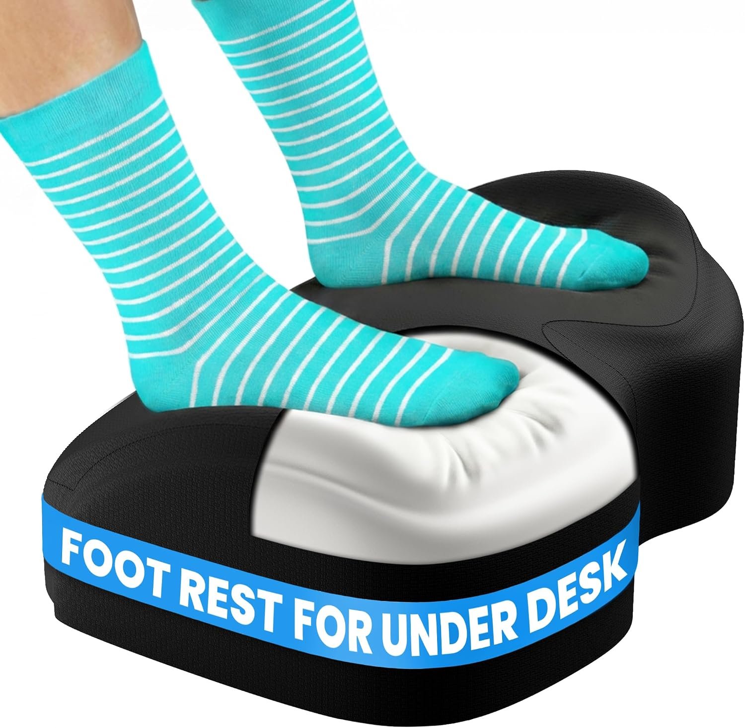 Everlasting Comfort Foot Rest for Under Desk at Work – Memory Foam Office Foot Stool & Under Desk Footrest Leg Elevation Pillow for Gaming & Home Office, Supports Posture