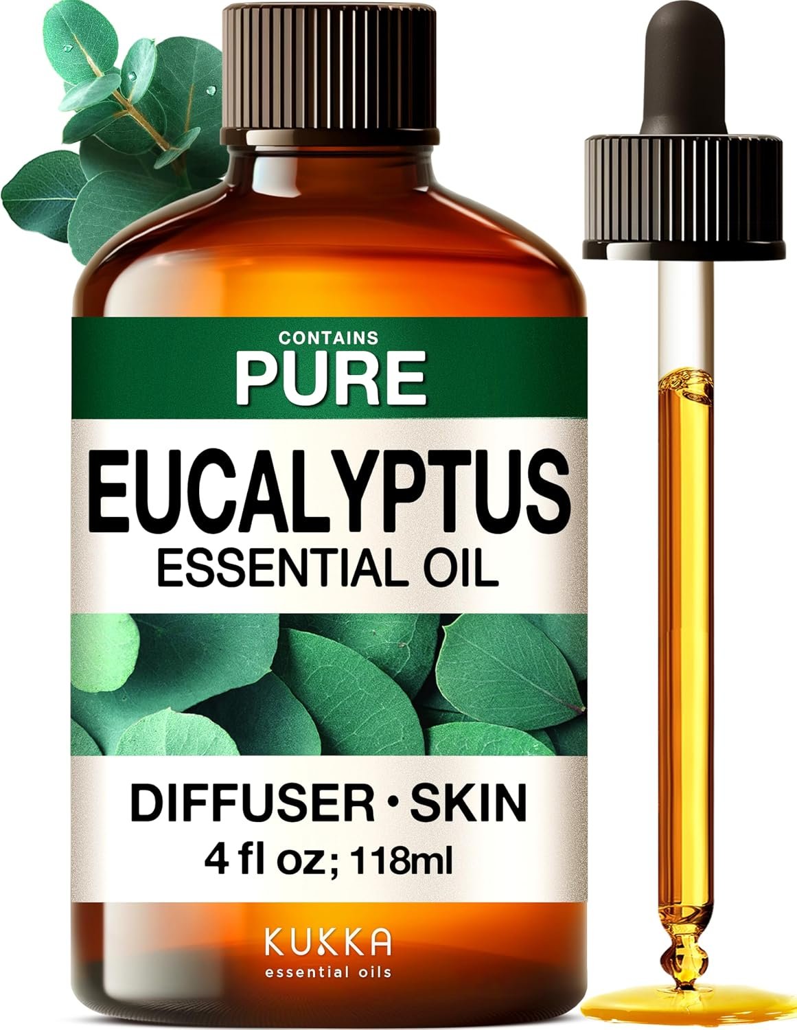 Kukka Eucalyptus Essential Oil for Skin, Diffuser, 4 Fl Oz
