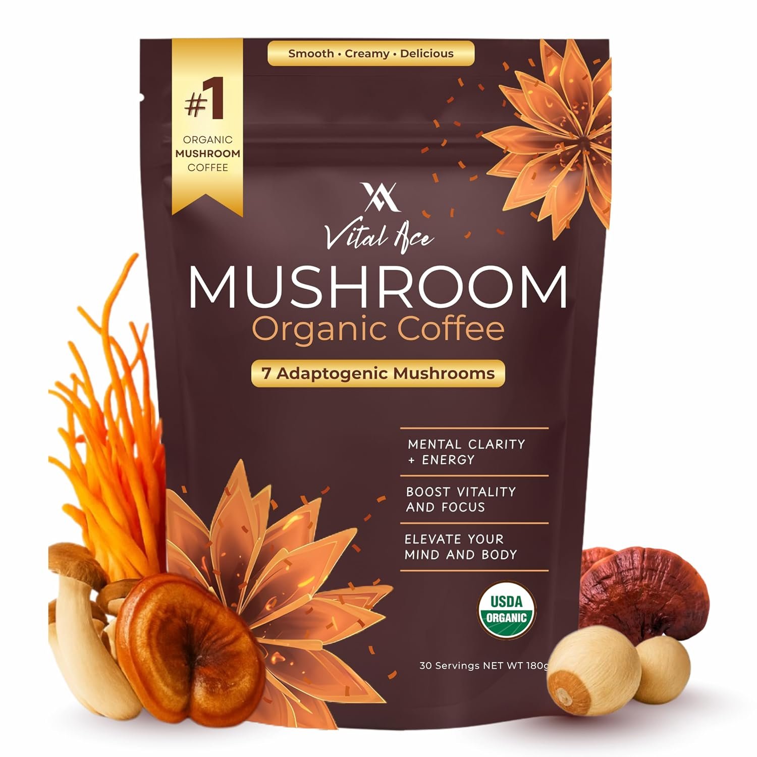 Organic Mushroom Coffee Blend w/Lion’s Mane & 7 Adaptogens