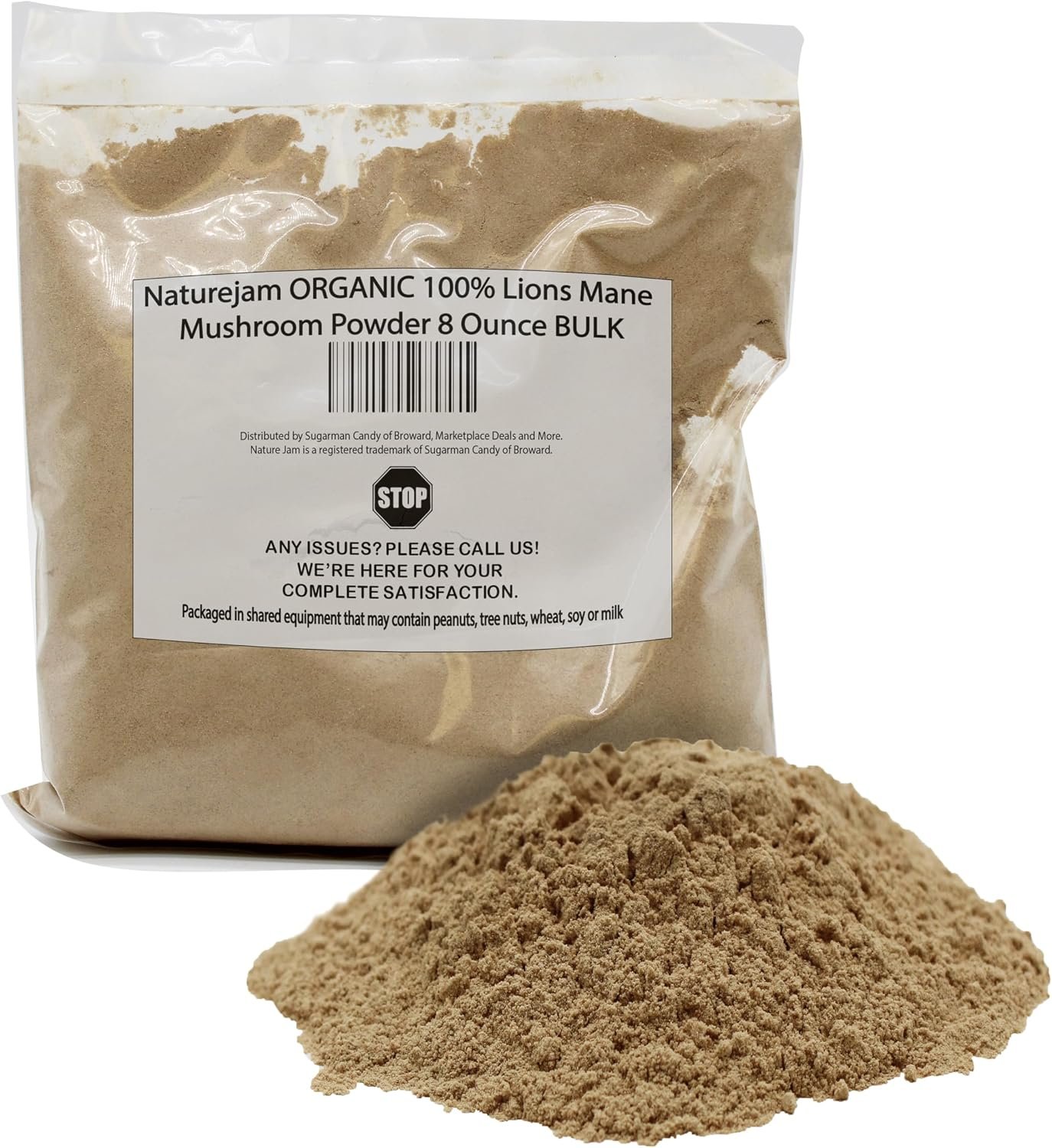 Naturejam Organic Lions Mane Mushroom Powder 8 Ounce Bulk-Premium Culinary Grade for Smoothies, Latte and Baking-A Great Coffee Substitute About 100 Servings