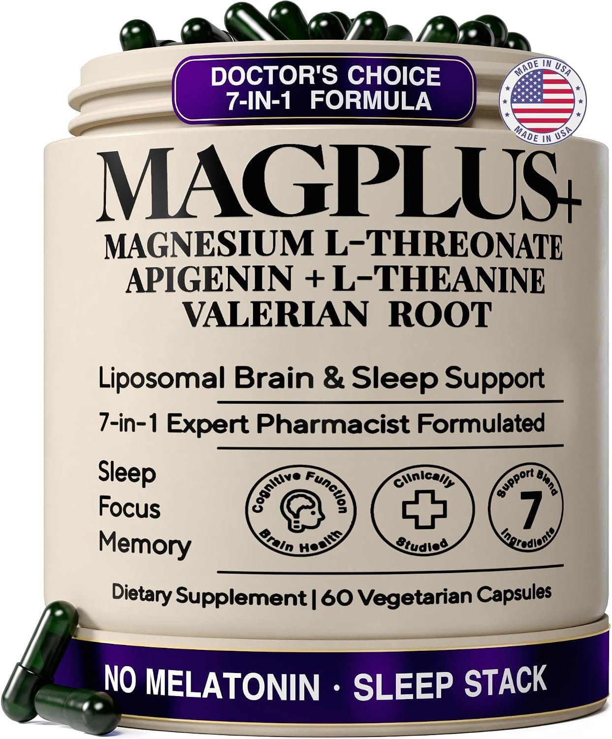 Liposomal Magnesium L-Threonate with Apigenin, L-Theanine, & Valerian Root
