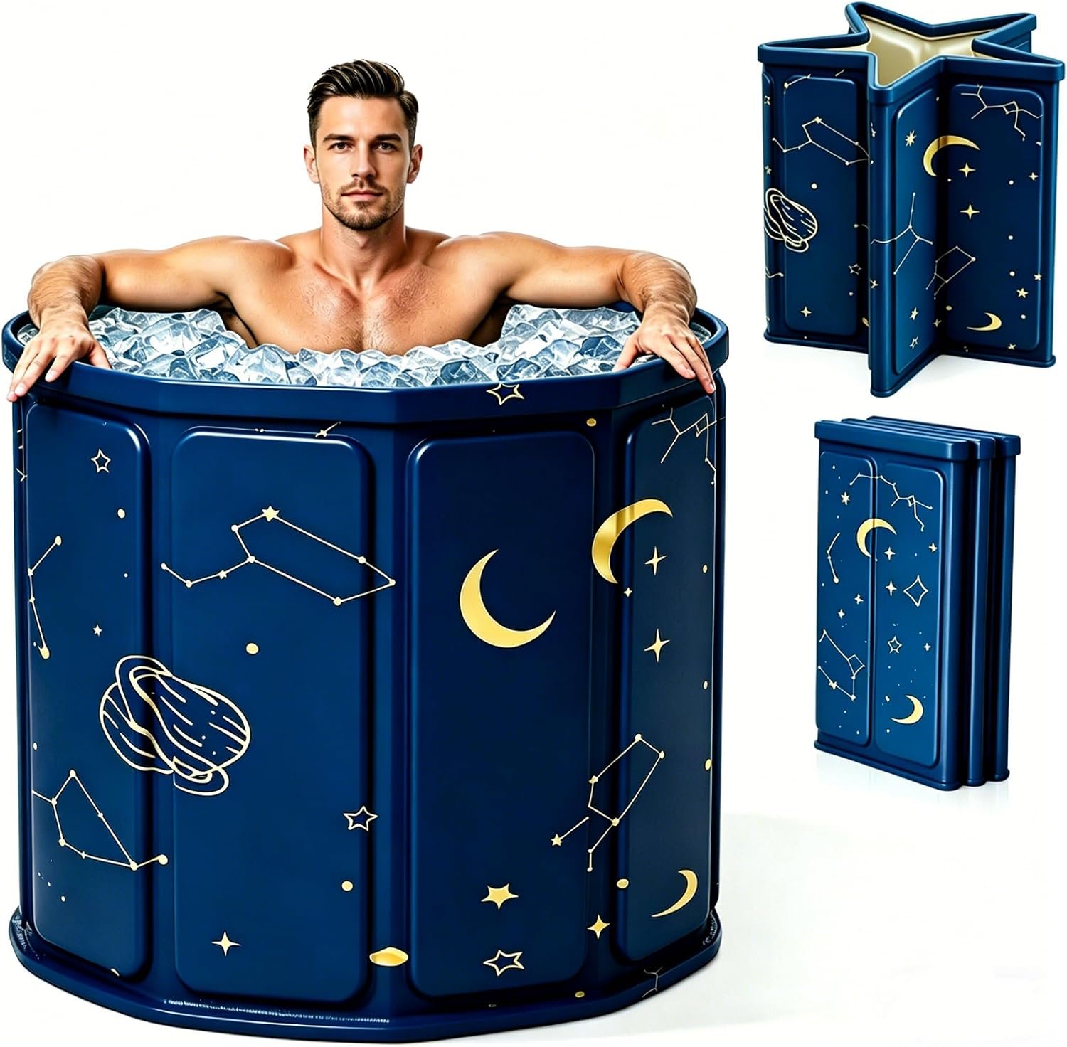 Portable Foldable Ice Bath Tub 31.5″ Diameter, 2-in-1 Hot & Cold Plunge Tub