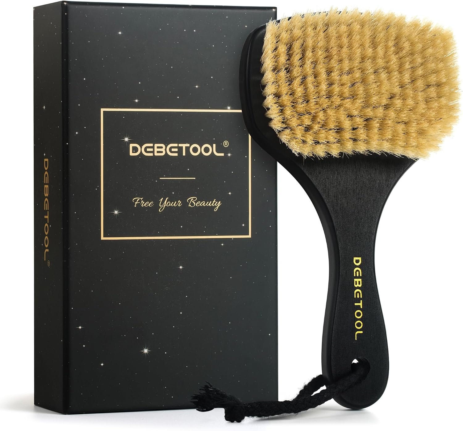 EBETOOL Natural Boar Bristle Dry Brushing Body Brush