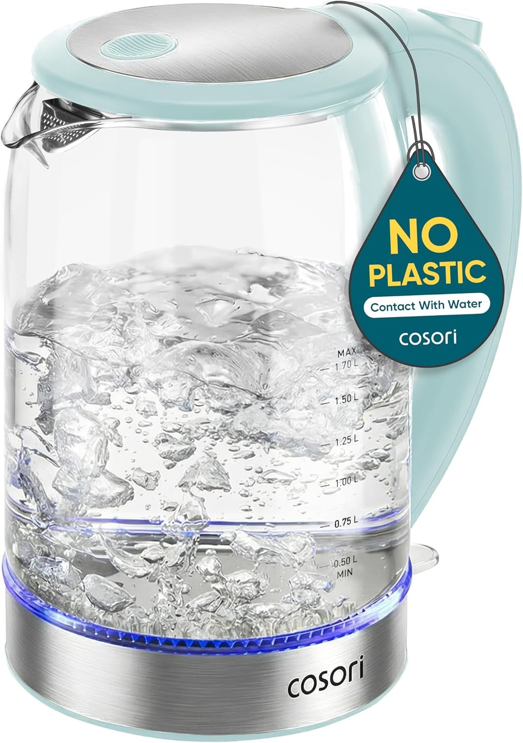 Cosori Electric Kettle, No Plastic Contact with Water, 1.7L, Green