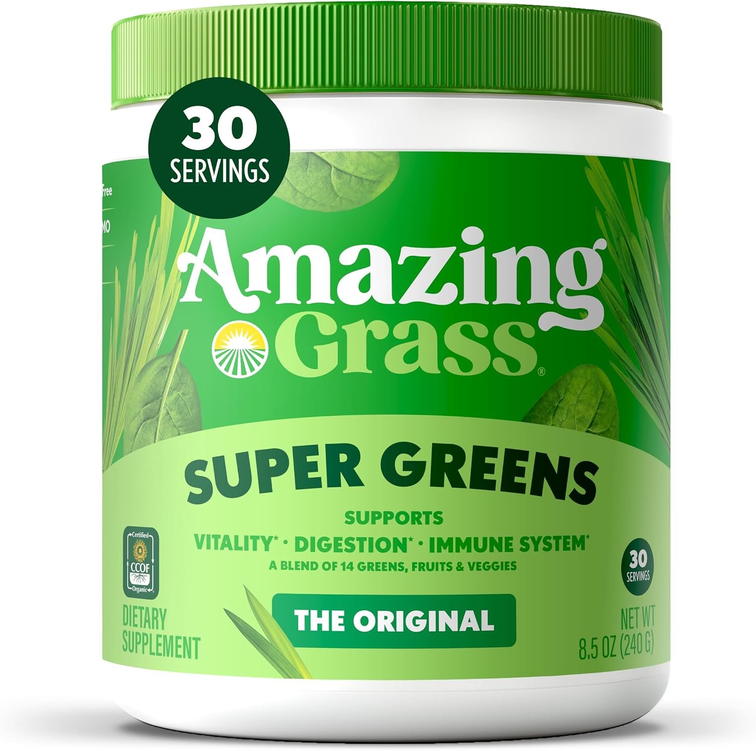 Amazing Grass Super Greens Powder Original, 30 Servings, 8.5 oz