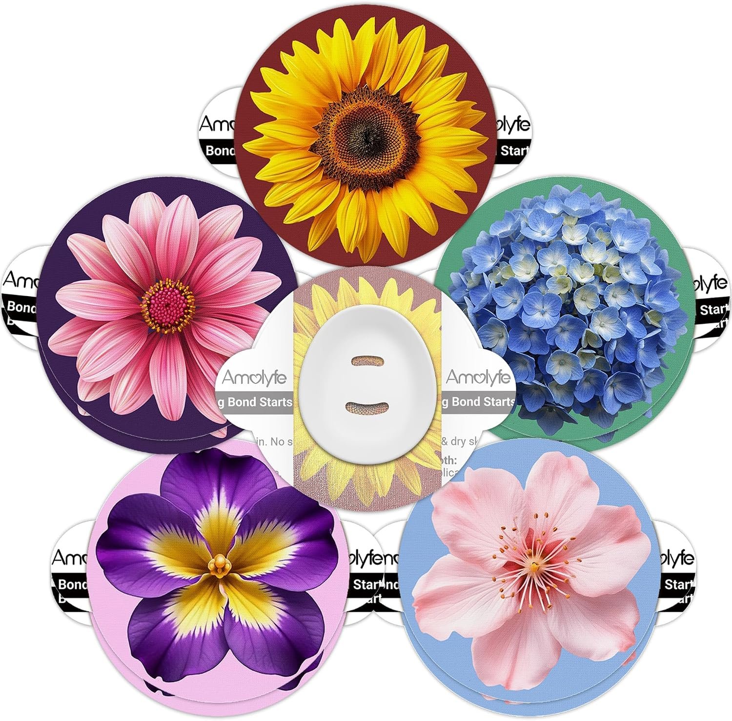 Dexcom G7 & Stelo Over Patches Waterproof Floral, 10 Pack Amolyfe (Bloom)