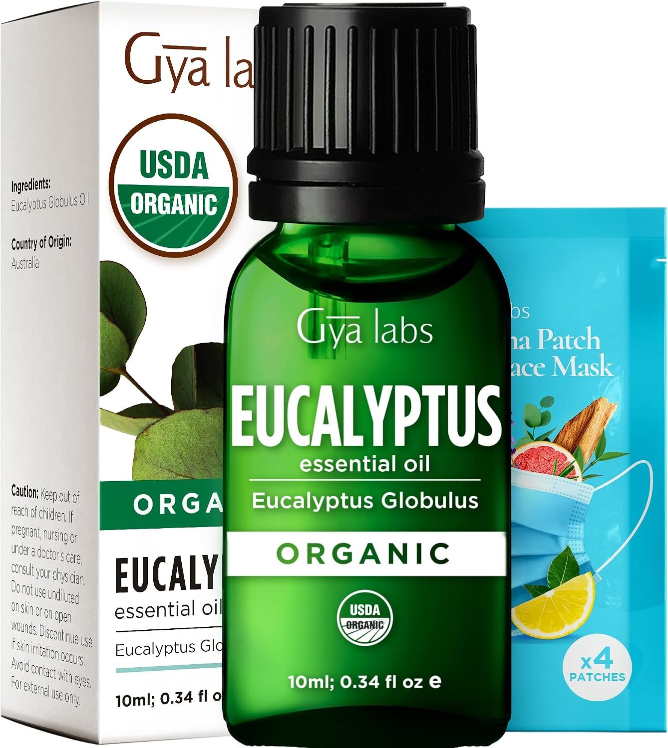 Pure Organic Eucalyptus Essential Oil 0.34 Fl Oz – for Skin and Hair