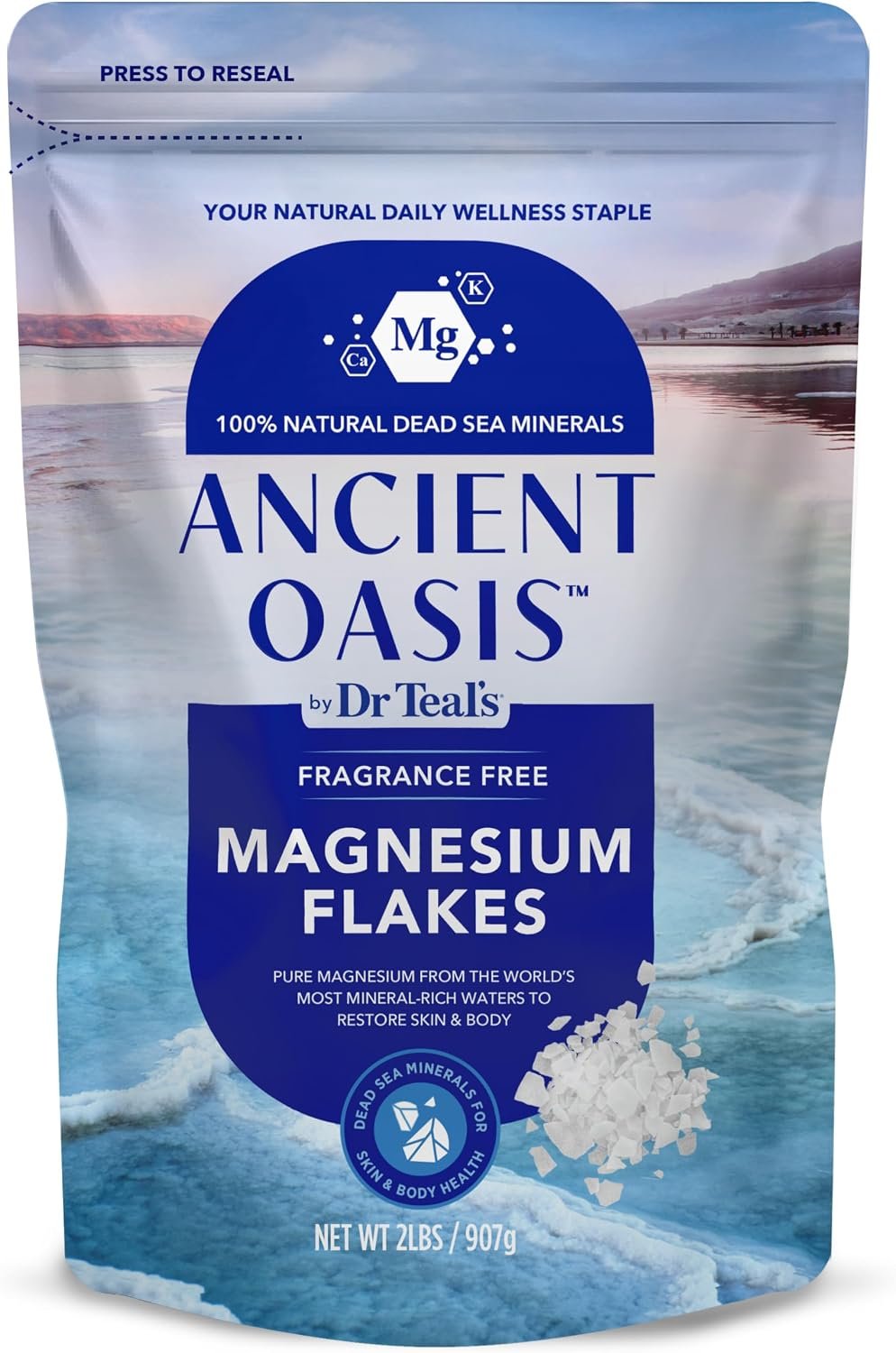Ancient Oasis by Dr Teal’s Magnesium Flakes, Fragrance Free, 2 lbs