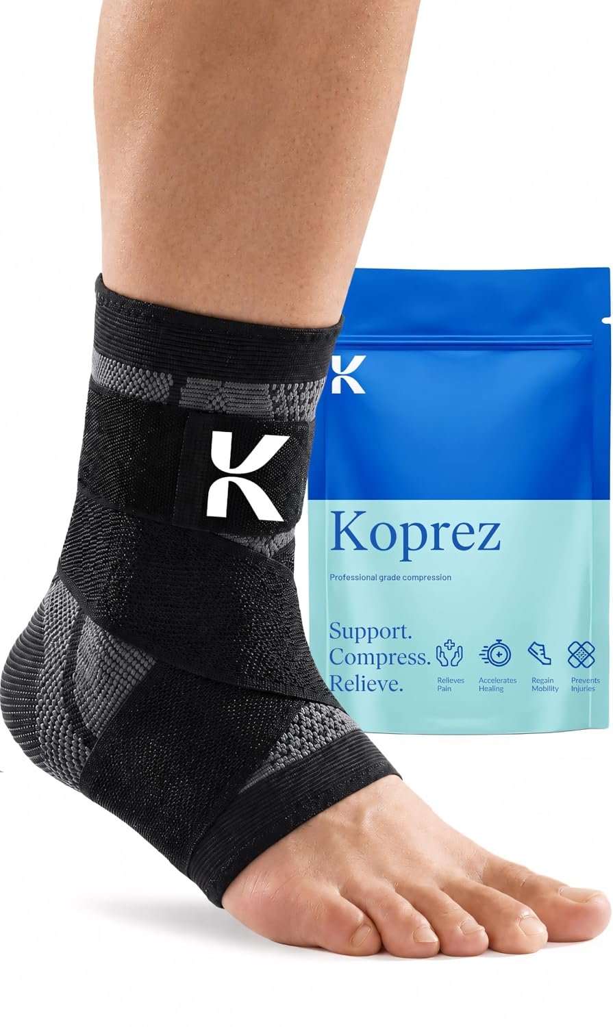 Koprez Ankle Compression Sleeve & Ankle Brace for Plantar Fasciitis Relief