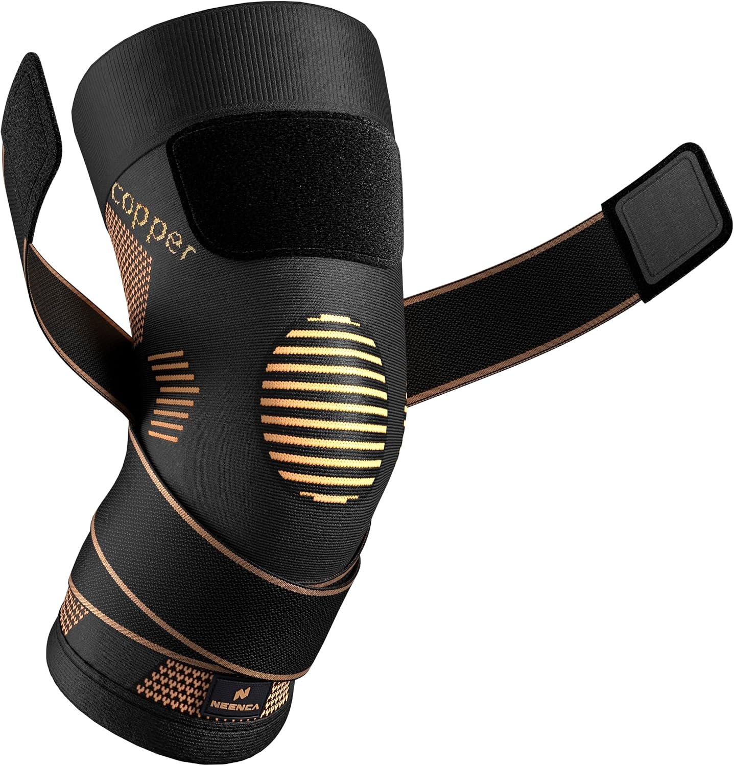 NEENCA Copper Knee Brace, Compression Sleeve with Straps for Pain Relief