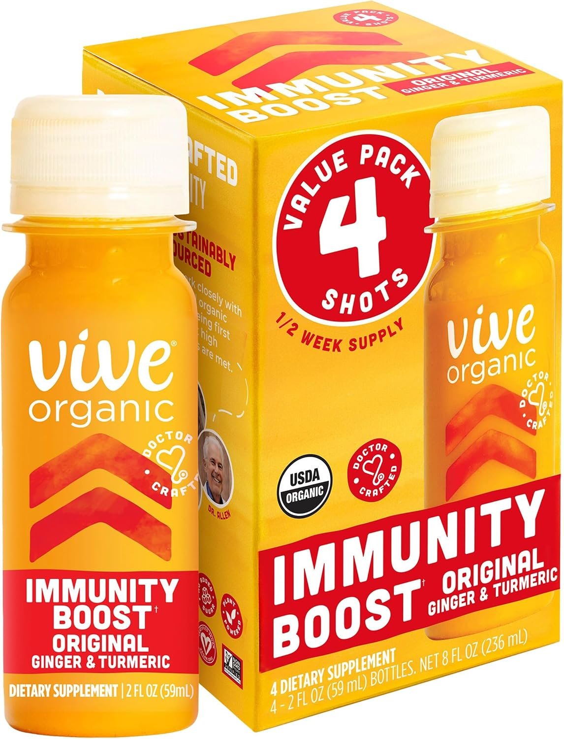 Vive Organic, Organic Original Immunity Boost Shot, 2 Fl Oz, 4 Count