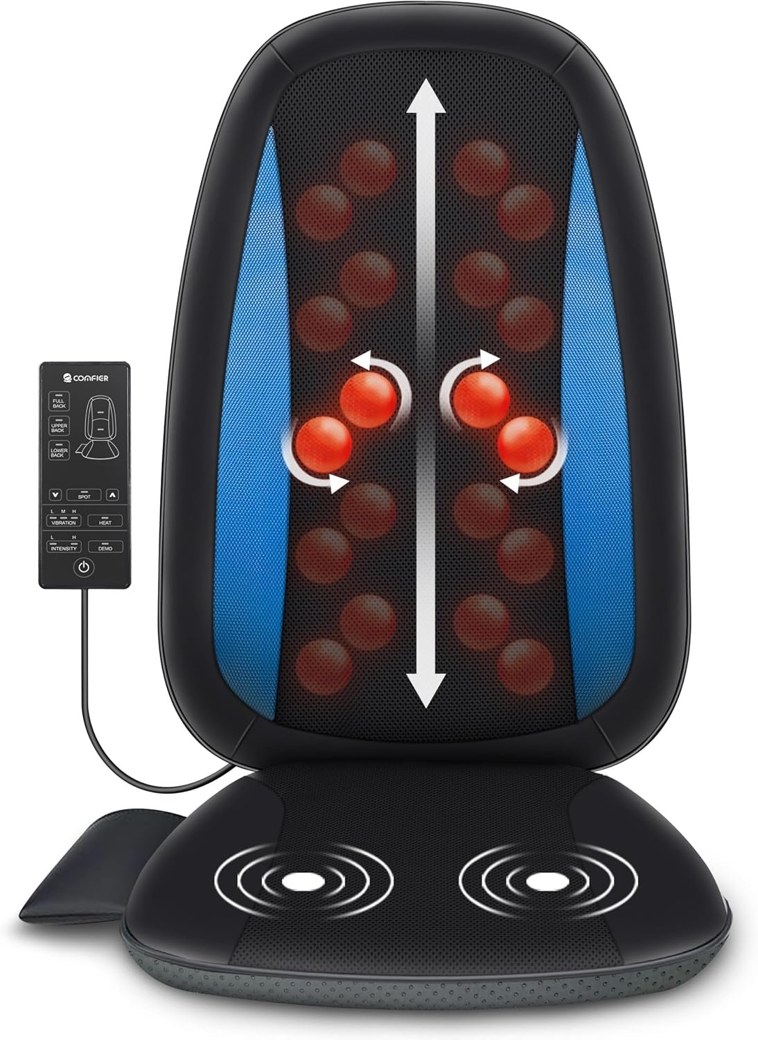 COMFIER Shiatsu Back Massager with Heat, Deep Tissue Kneading Chair Massager Pad, Massage Chair Pad for Full Back, Massage Seat Cushion for Back Pain Relief