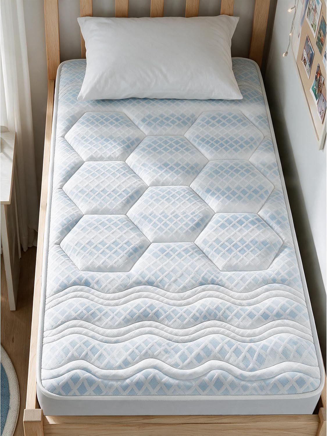 Madison Park 3-Zone Breathable Knit Quilted Mattress Pad, Blue, Twin XL