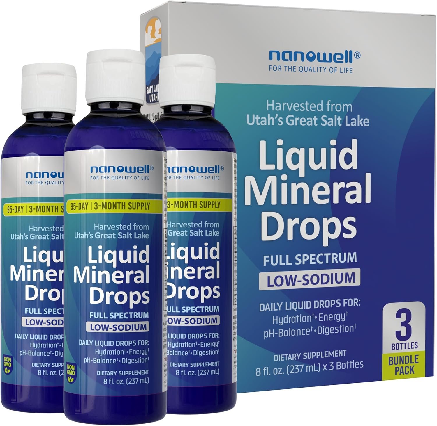Nanowell Trace Mineral Drops, 8 fl oz, 70+ Ionic Minerals for Hydration