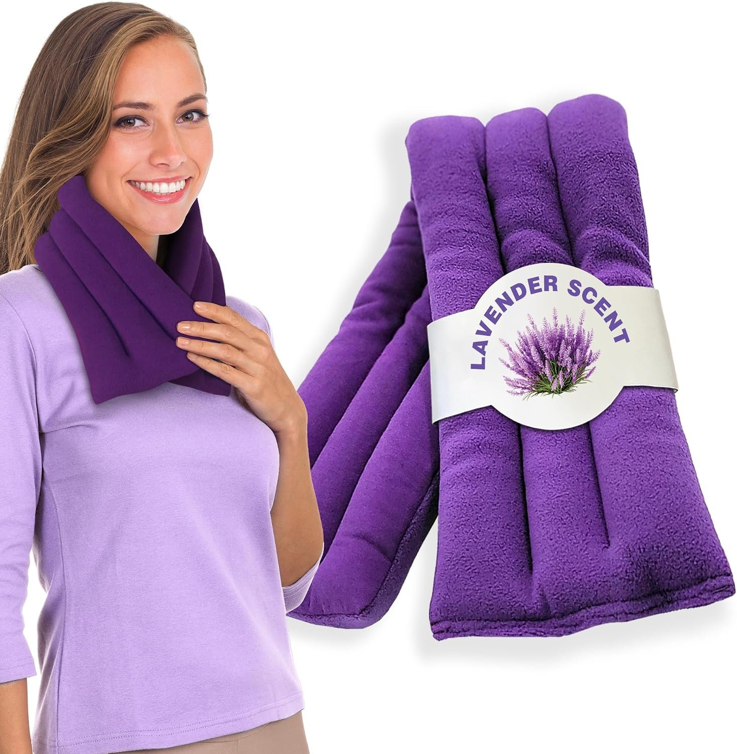 SunnyBay Lavender Heating Pad, Neck and Shoulder Wrap, 26×6 inch, Purple