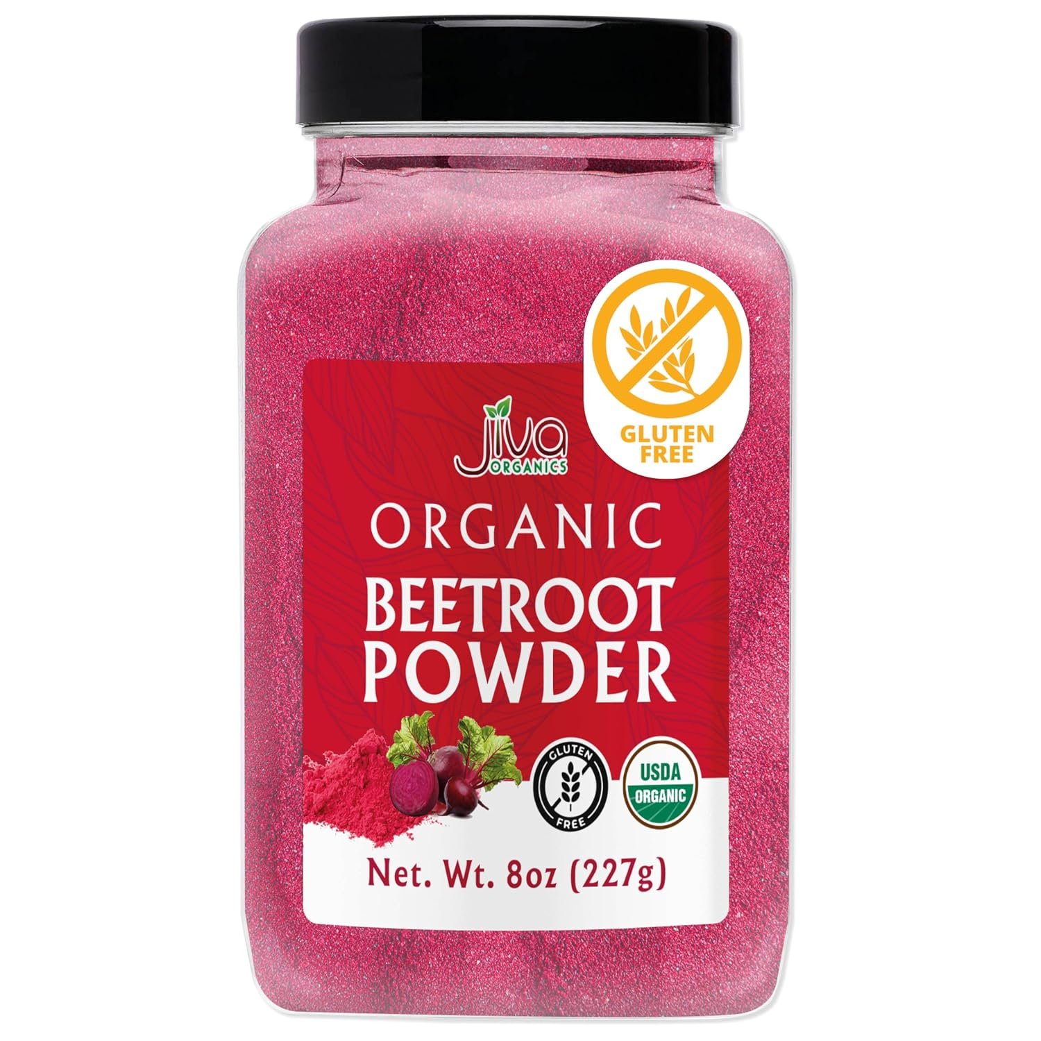 Organic Beetroot Powder 8oz Jar – Pure & Natural, Non-GMO, Vegan – For Health, Baking & even in Smoothies by Jiva Organics