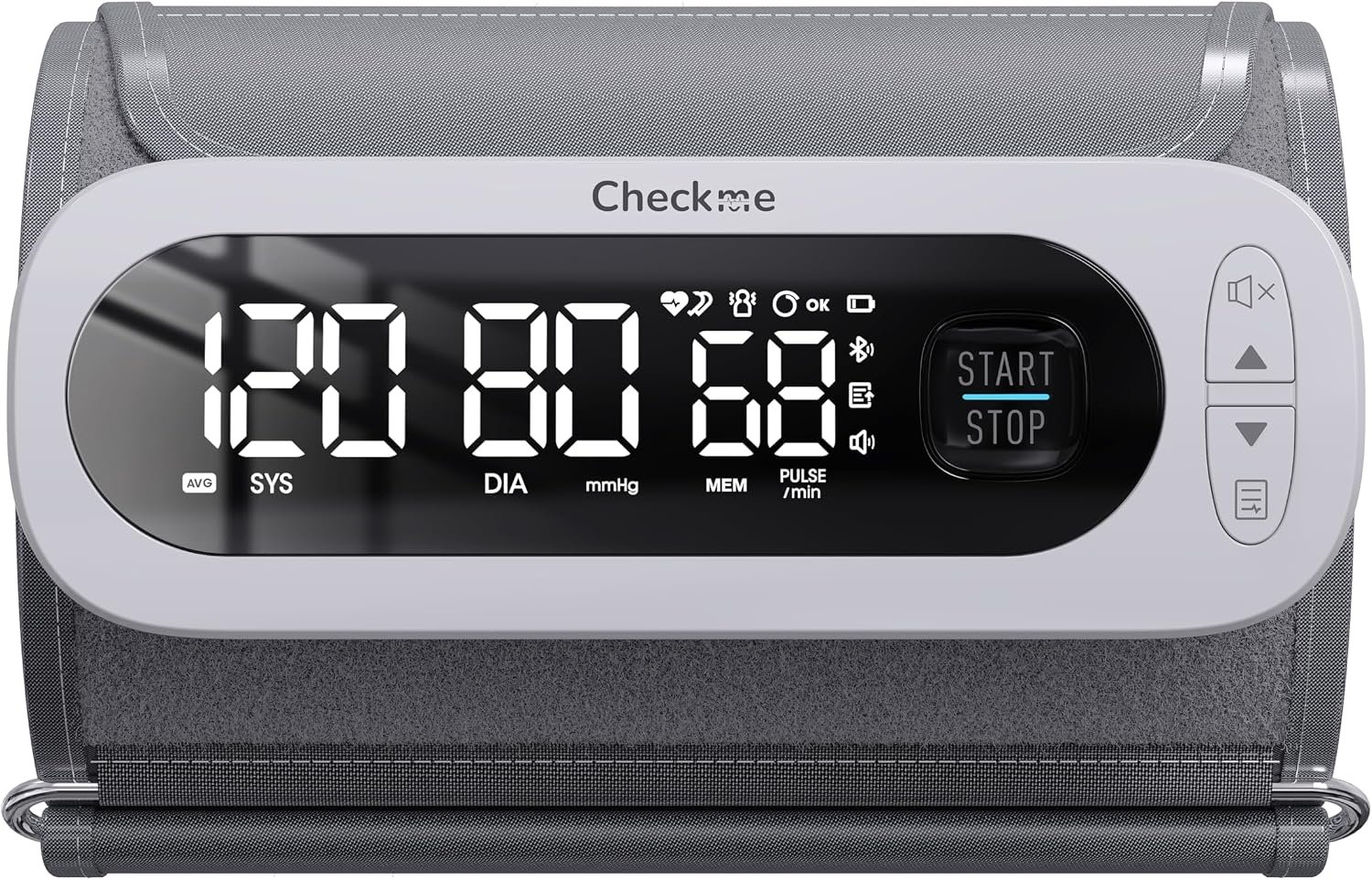 Checkme Rechargeable Blood Pressure Monitor, Automatic Upper Arm BP Machine, Large Clear Numbers, 2-User Mode, 2×199 Memories, Large Cuff, Unlimited Cloud Storage via Bluetooth APP