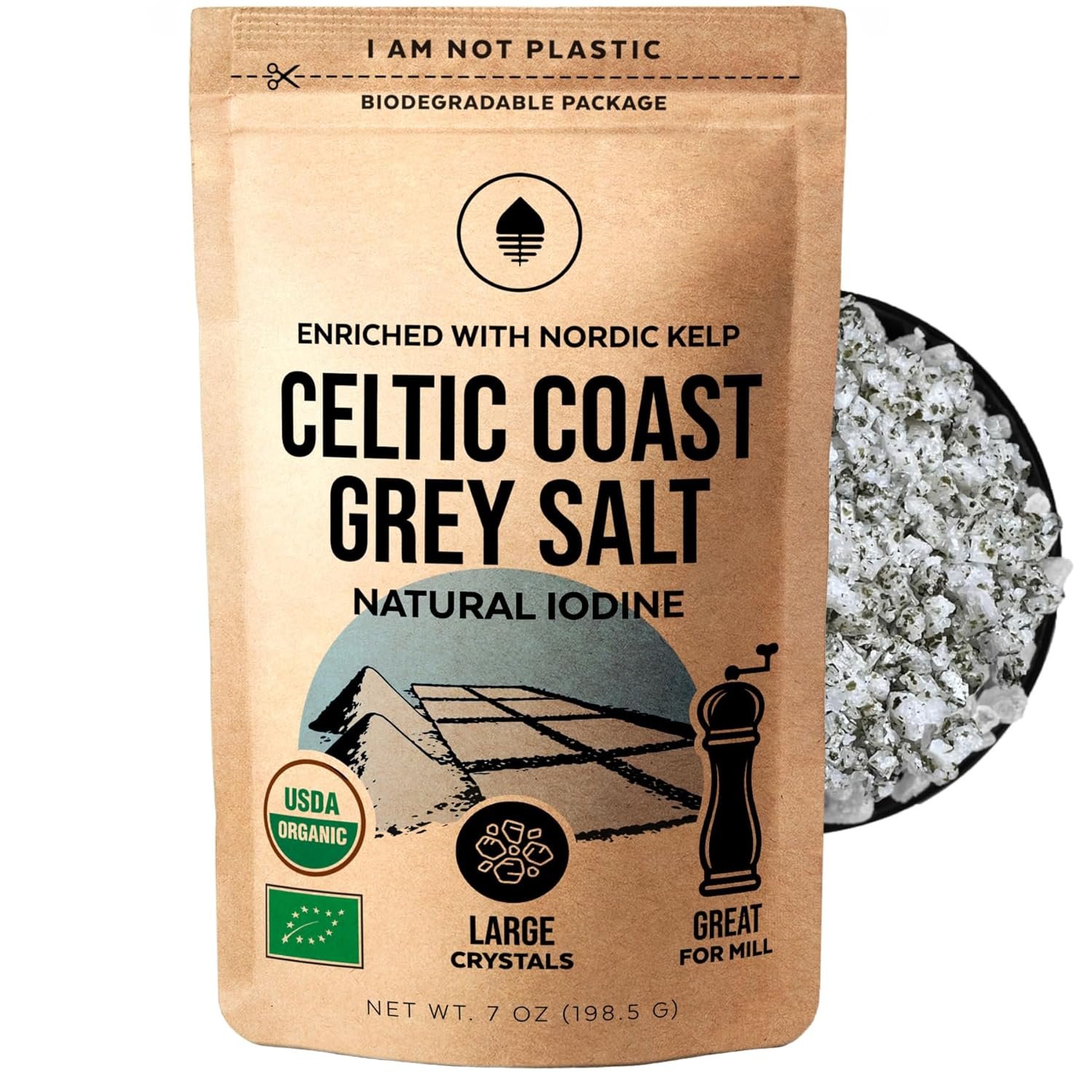 Numami Organic Celtic Coast Gray Salt with Nordic Kelp. Iodized Salt 50% DV