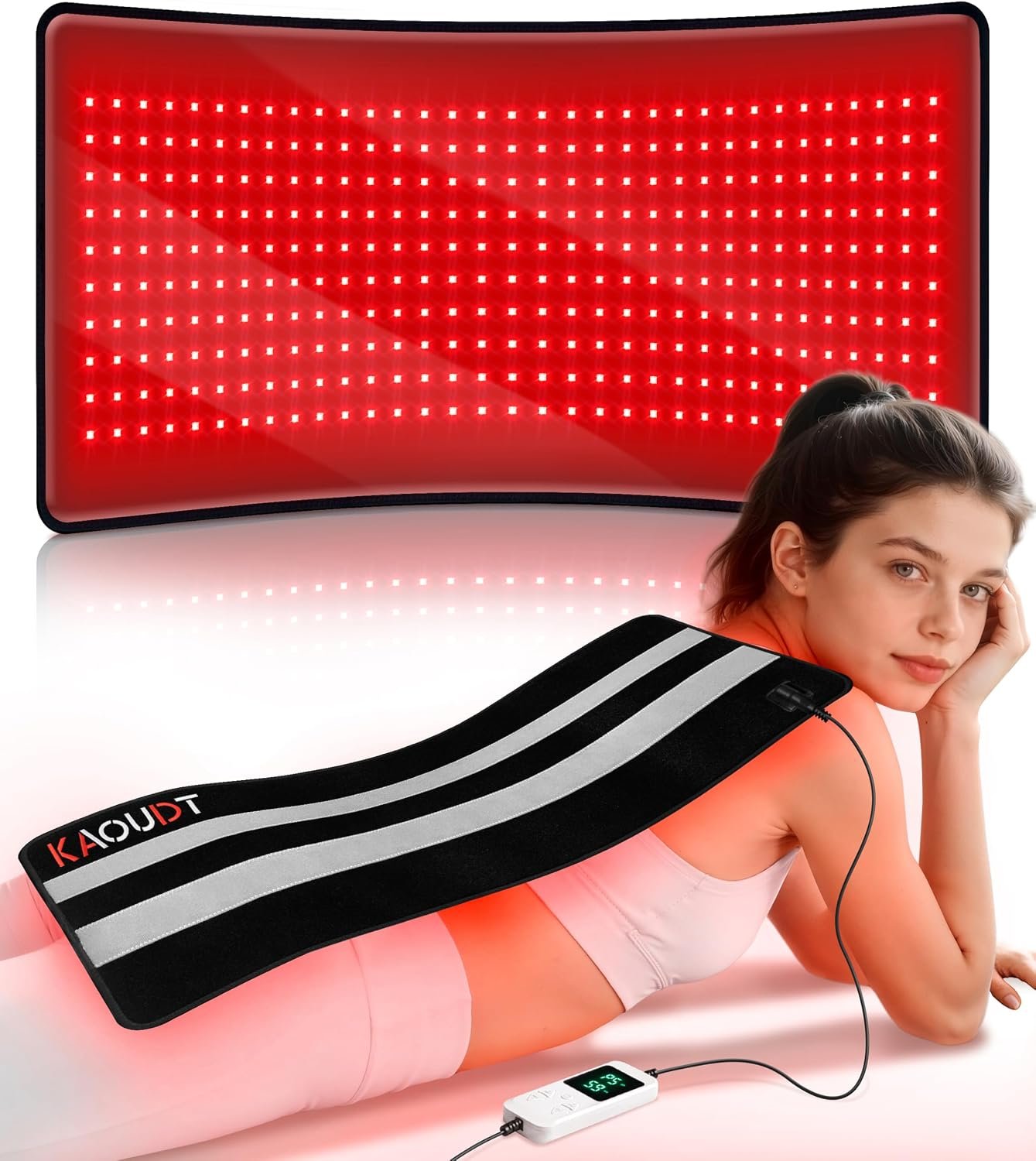 29.3″x13″ Medical-Grade TPU Red Light Therapy Mat for Body, FSA&HSA, Black